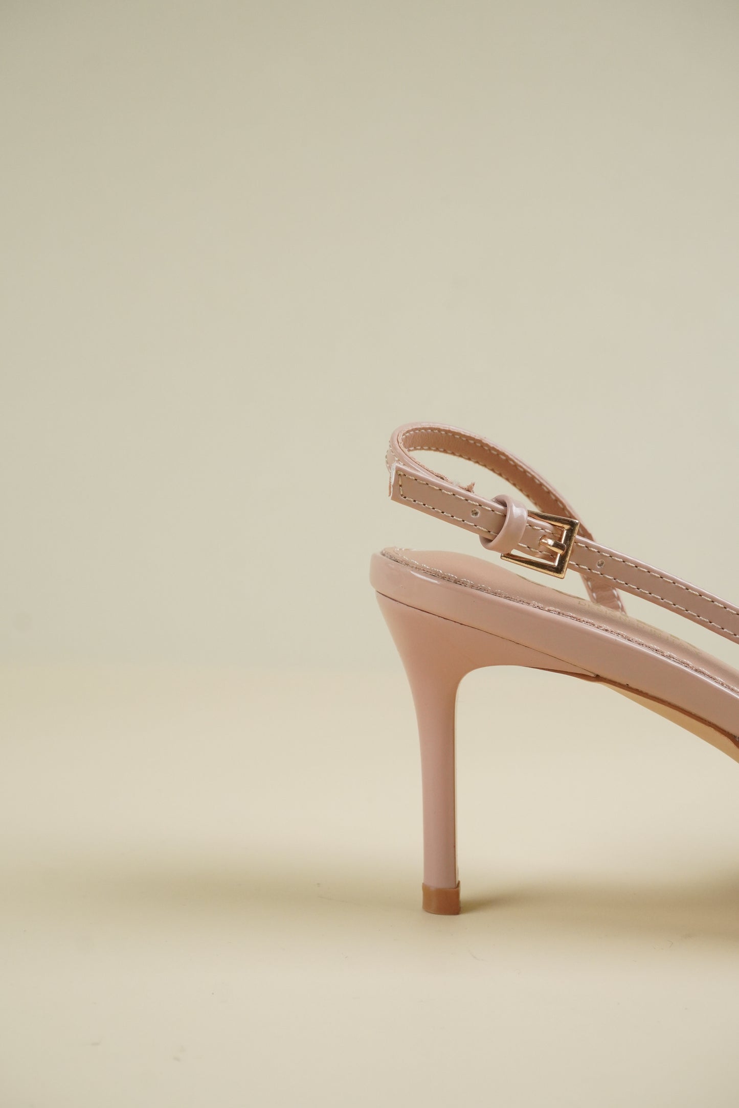 Buckle-Strap Slingback Heels - Nude