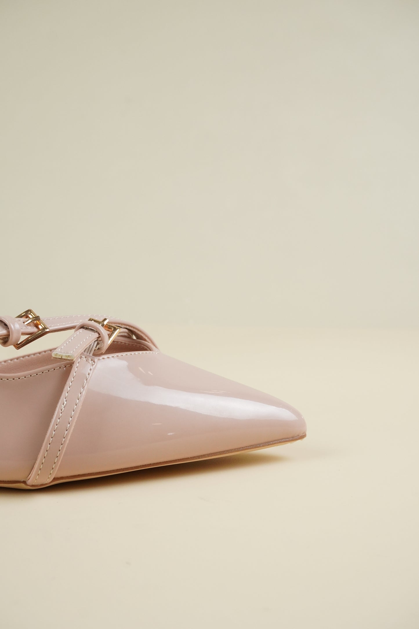 Buckle-Strap Slingback Heels - Nude