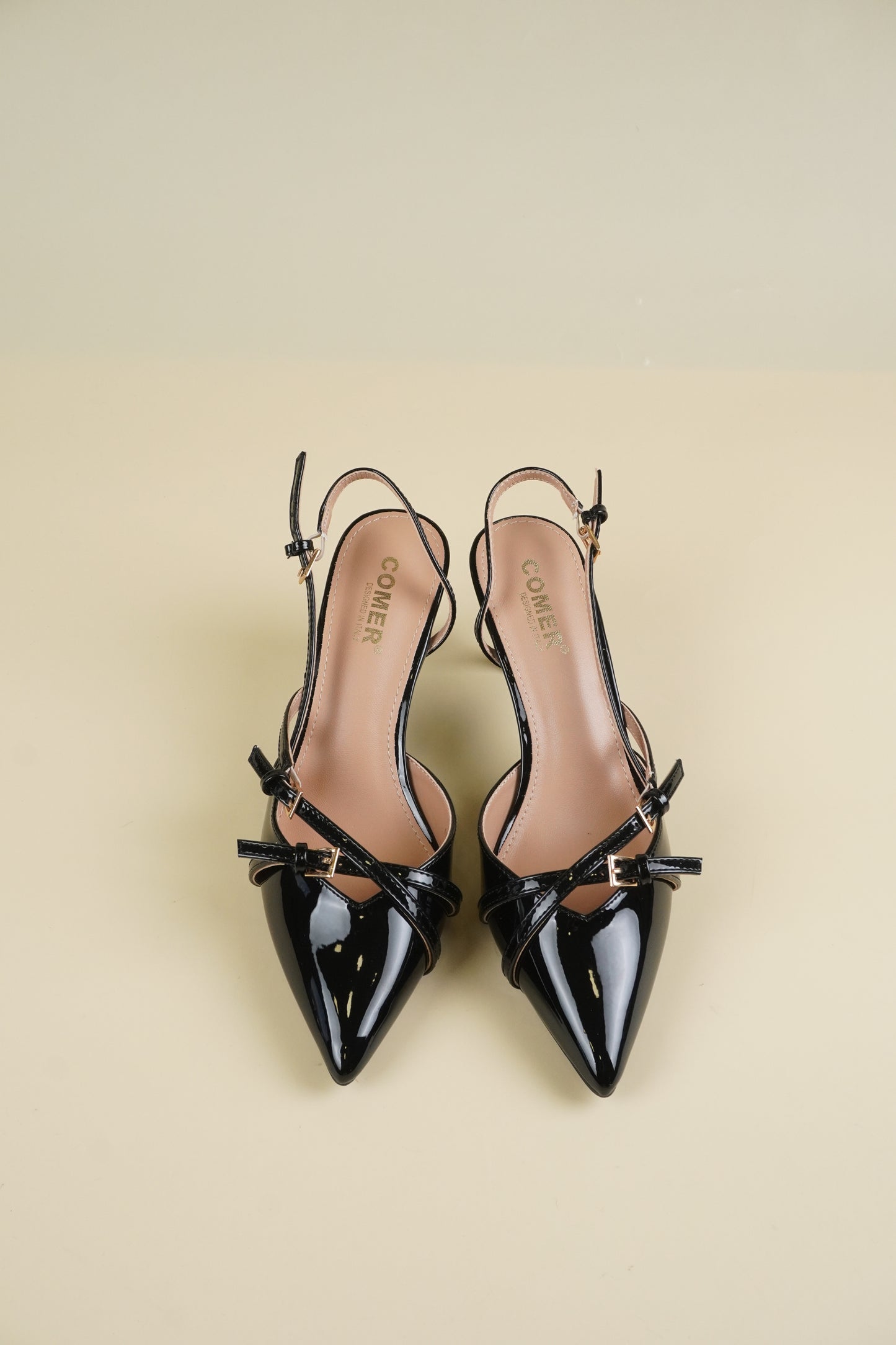 Buckle-Strap Slingback Heels - Black