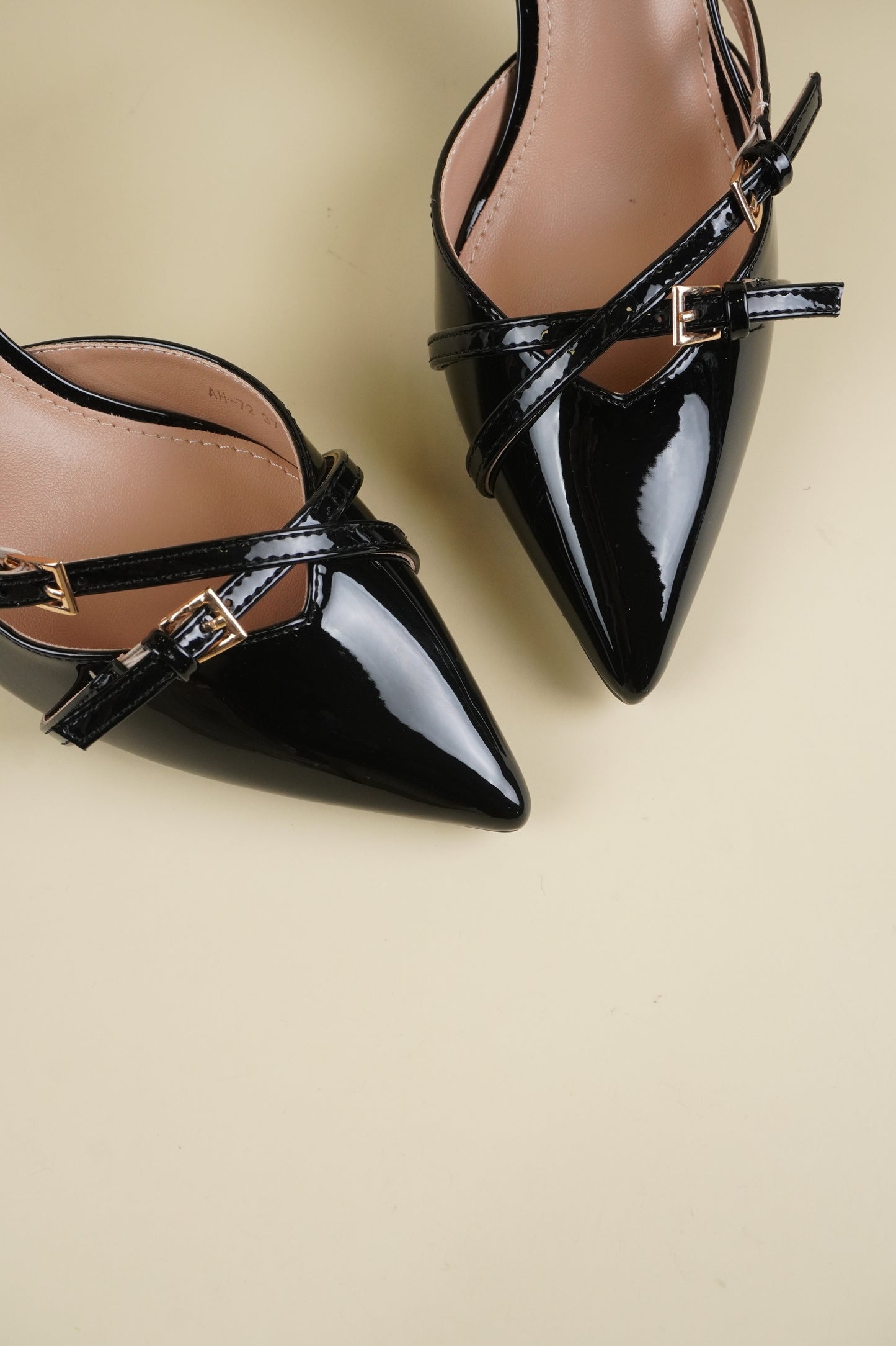 Buckle-Strap Slingback Heels - Black