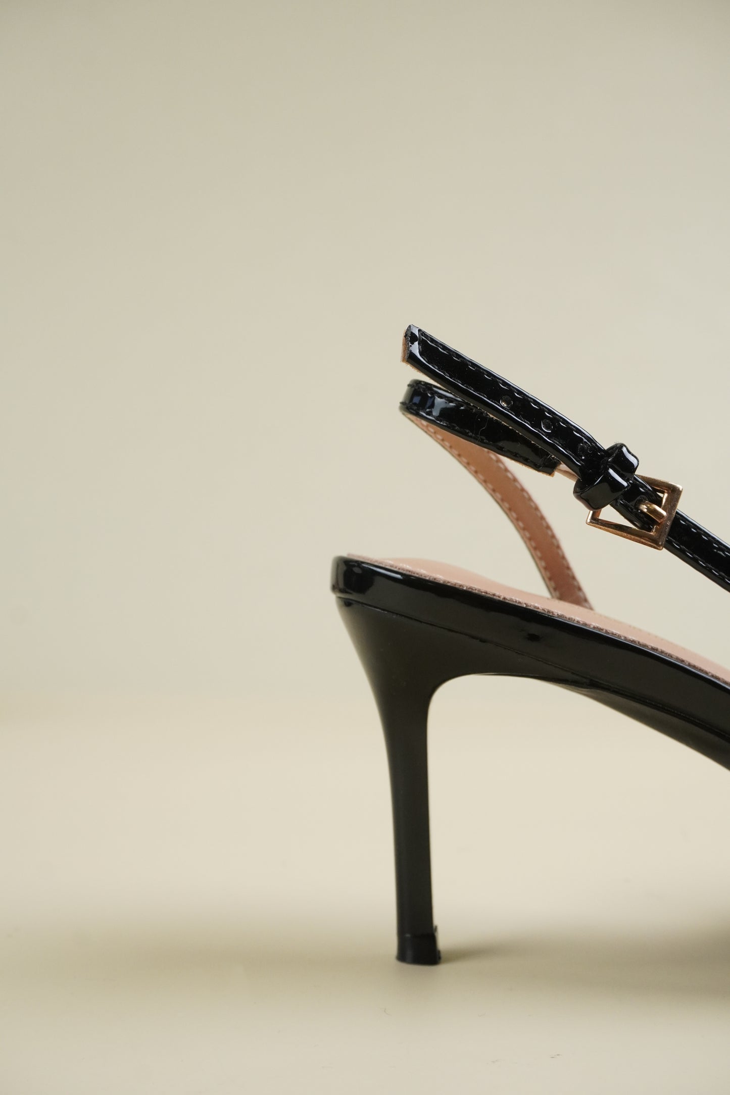 Buckle-Strap Slingback Heels - Black