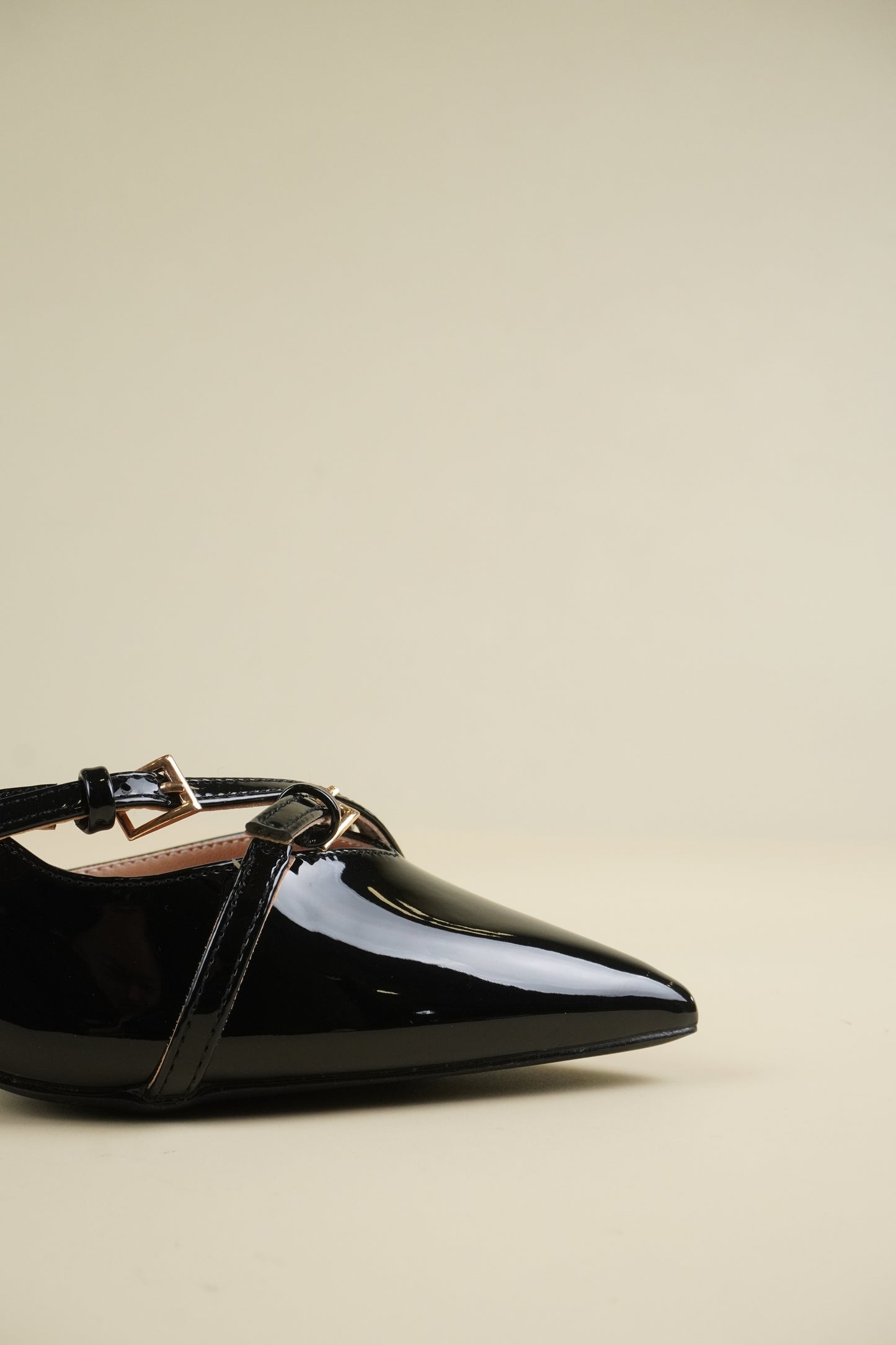 Buckle-Strap Slingback Heels - Black