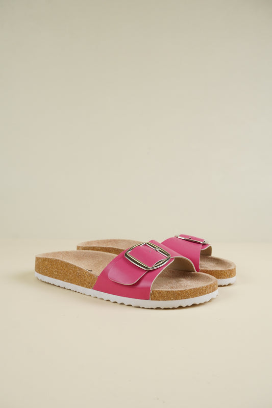 Single-Buckle Slippers - Fushia