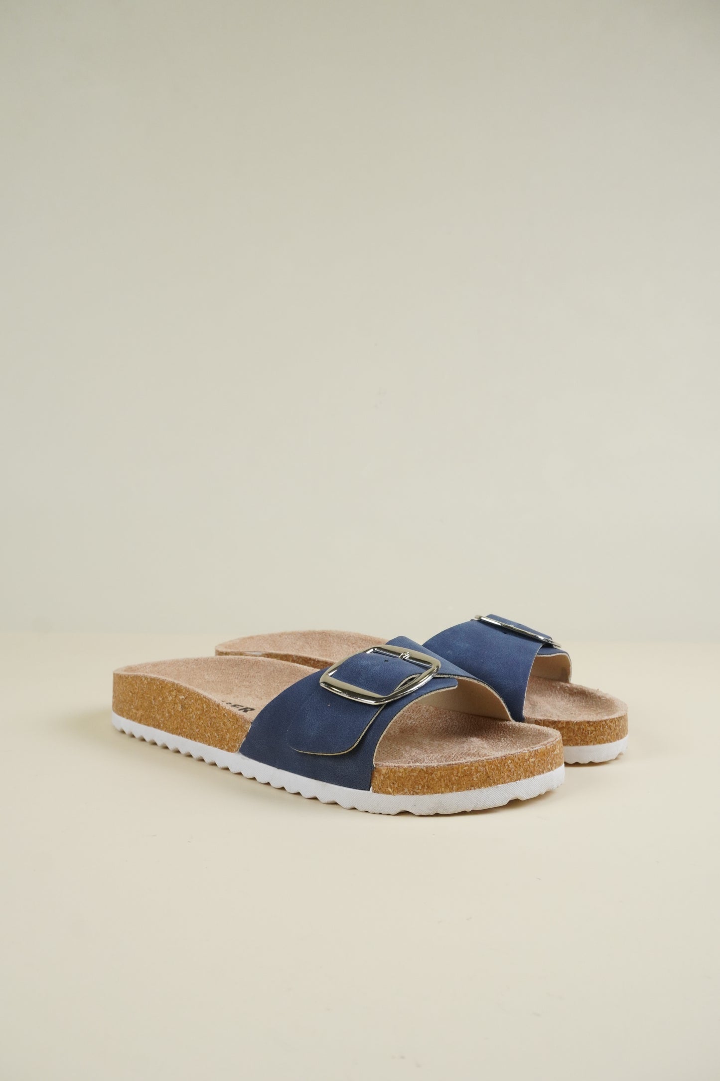 Single-Buckle Slippers - Blue