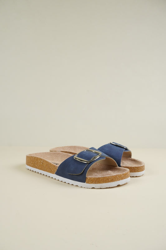 Single-Buckle Slippers - Blue