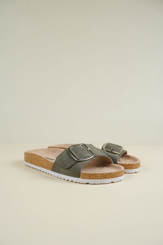 Single-Buckle Slippers - Green