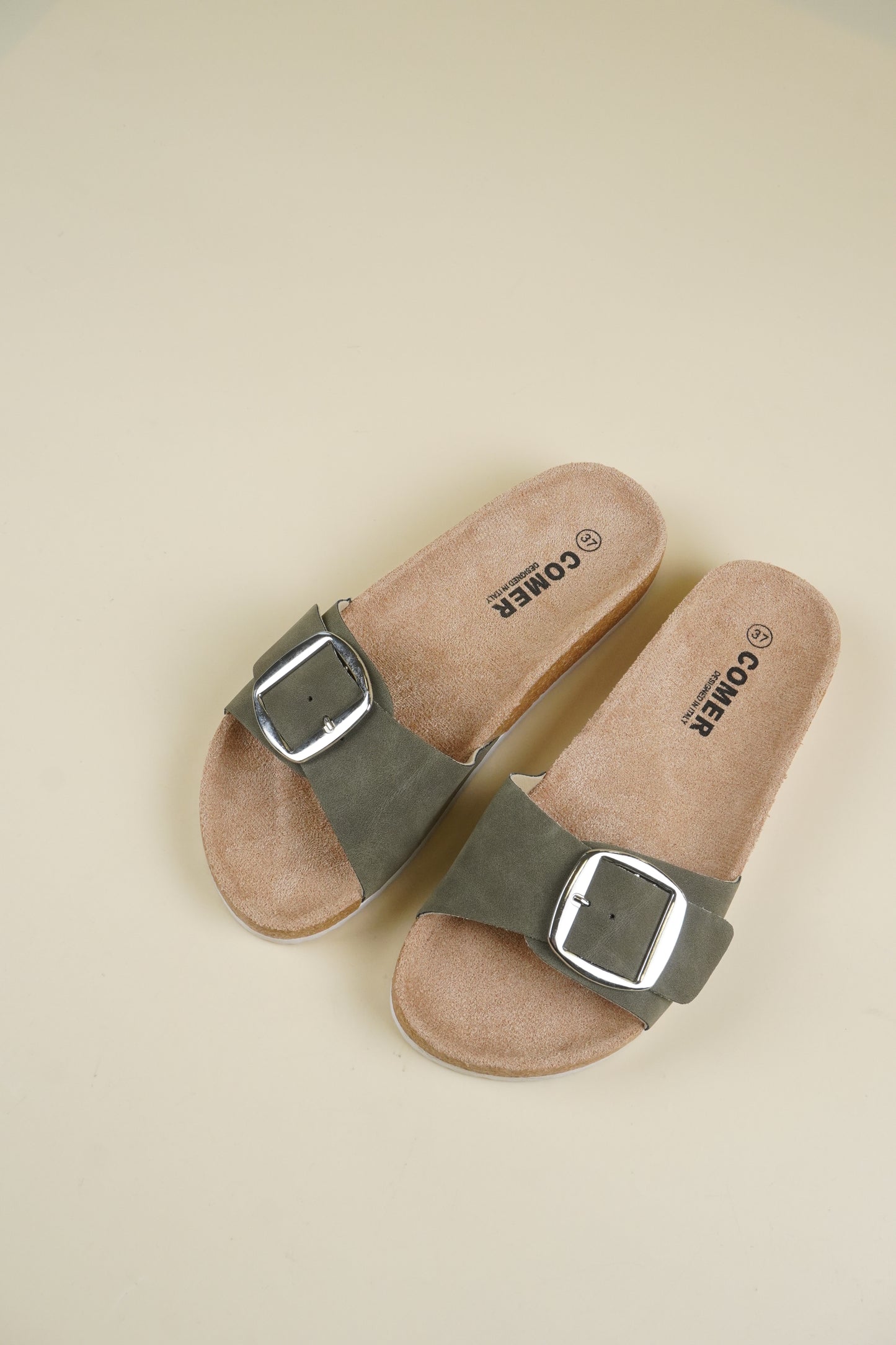 Single-Buckle Slippers - Green
