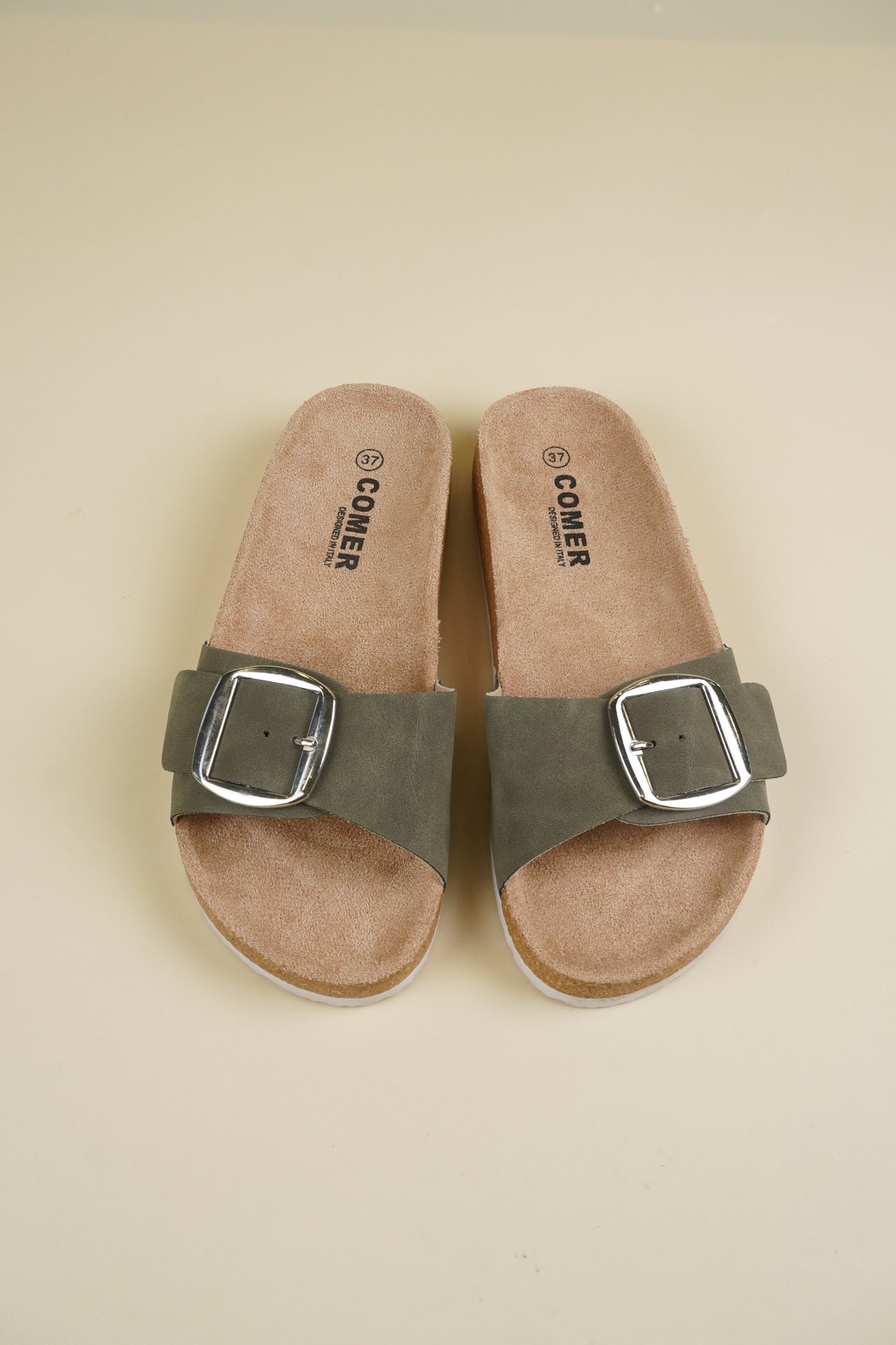 Single-Buckle Slippers - Green