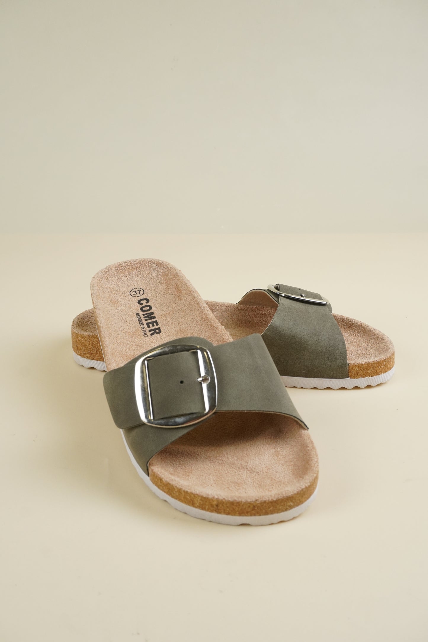 Single-Buckle Slippers - Green