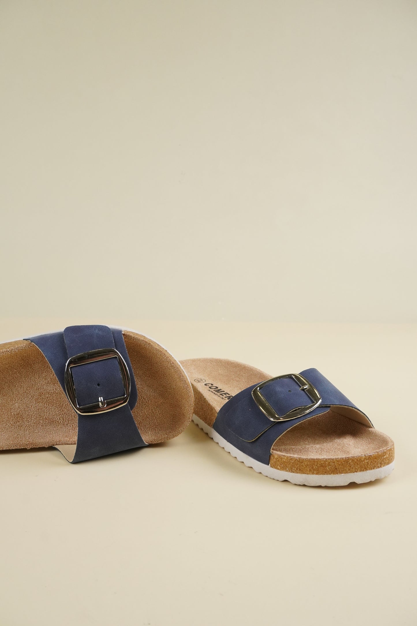 Single-Buckle Slippers - Blue