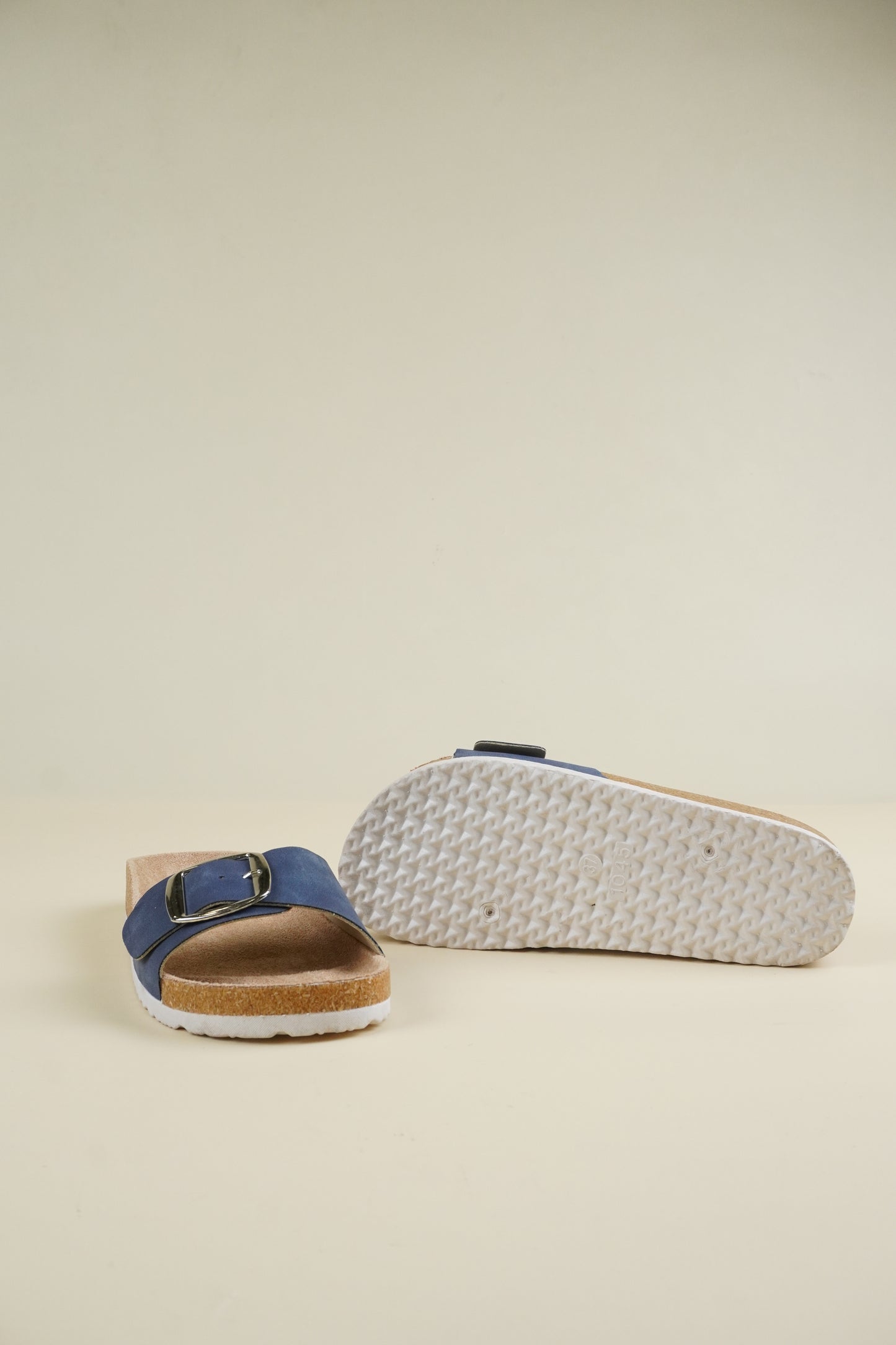 Single-Buckle Slippers - Blue