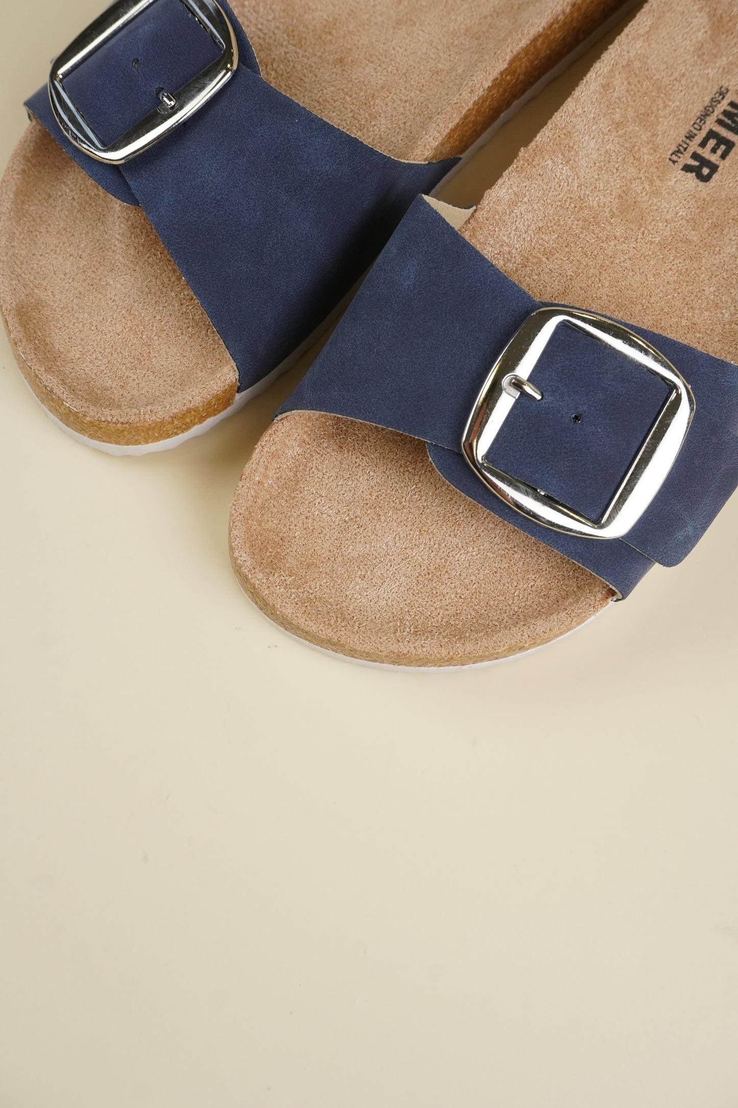 Single-Buckle Slippers - Blue