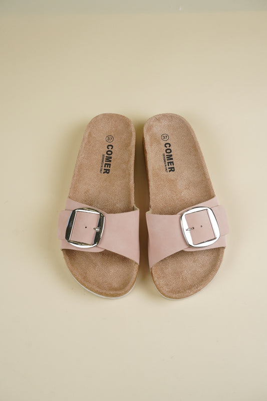 Single-Buckle Slippers - Pink