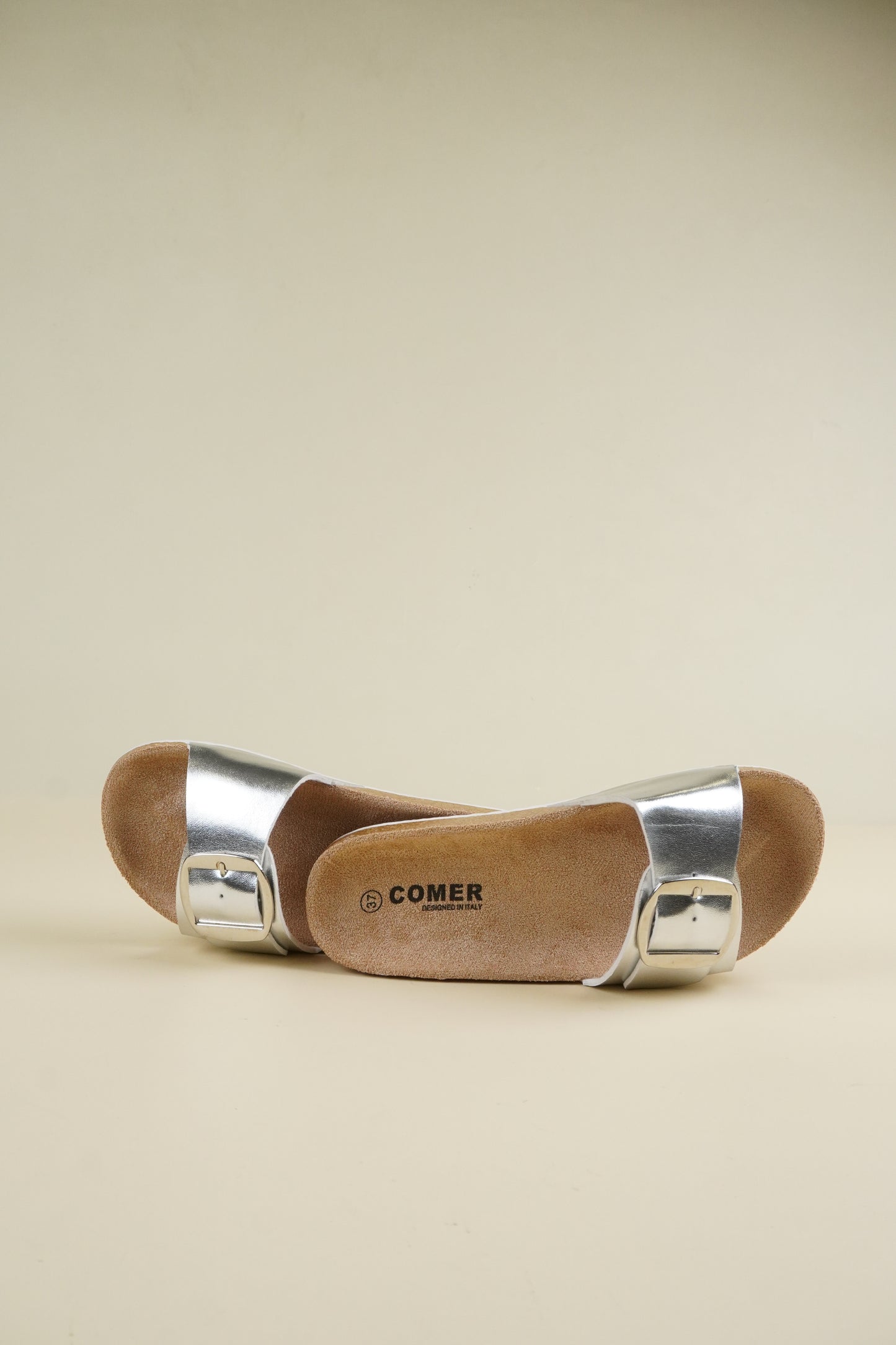 Single-Buckle Slippers - Silver