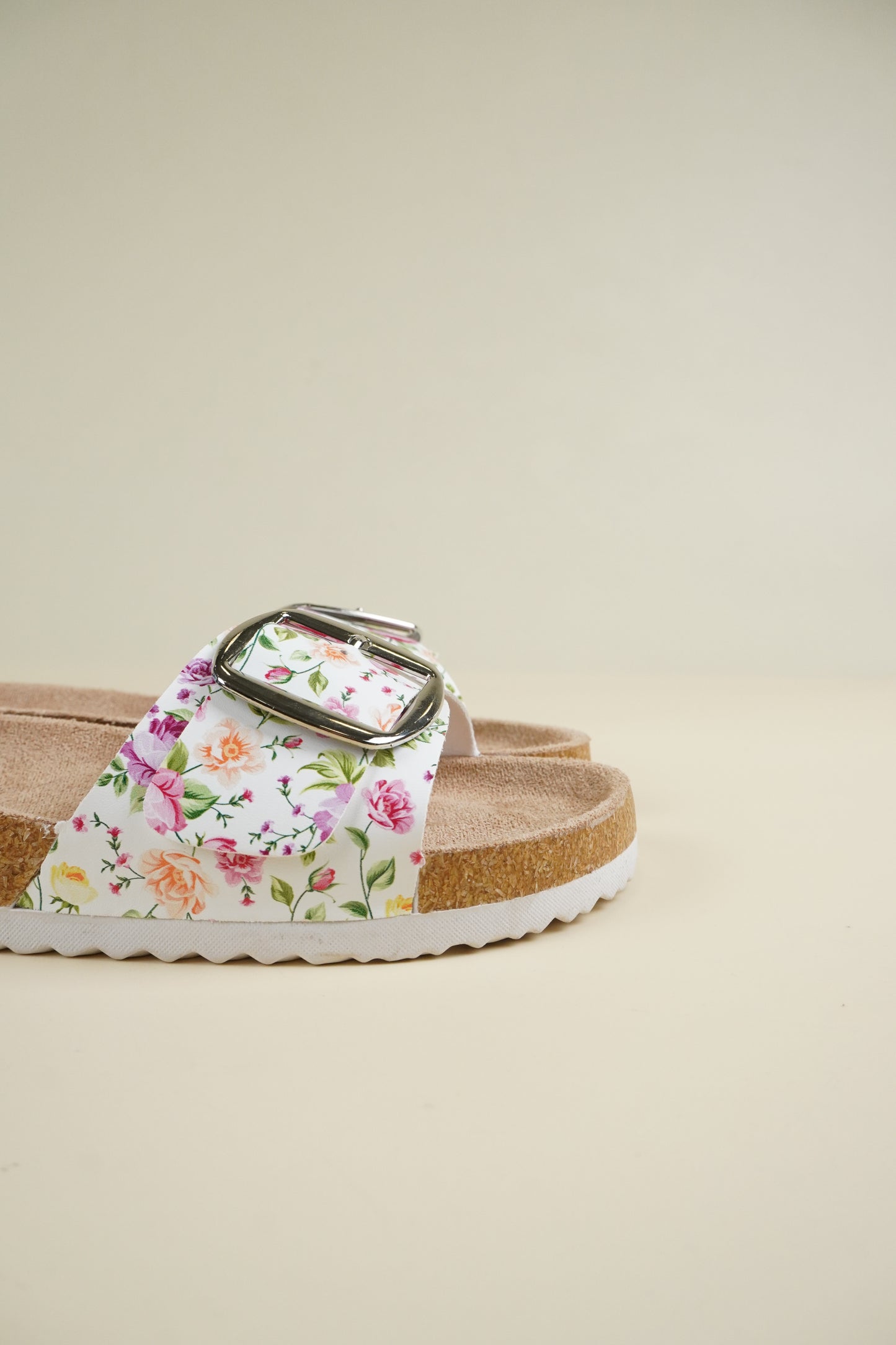 Single-Buckle Slippers - Green Flower