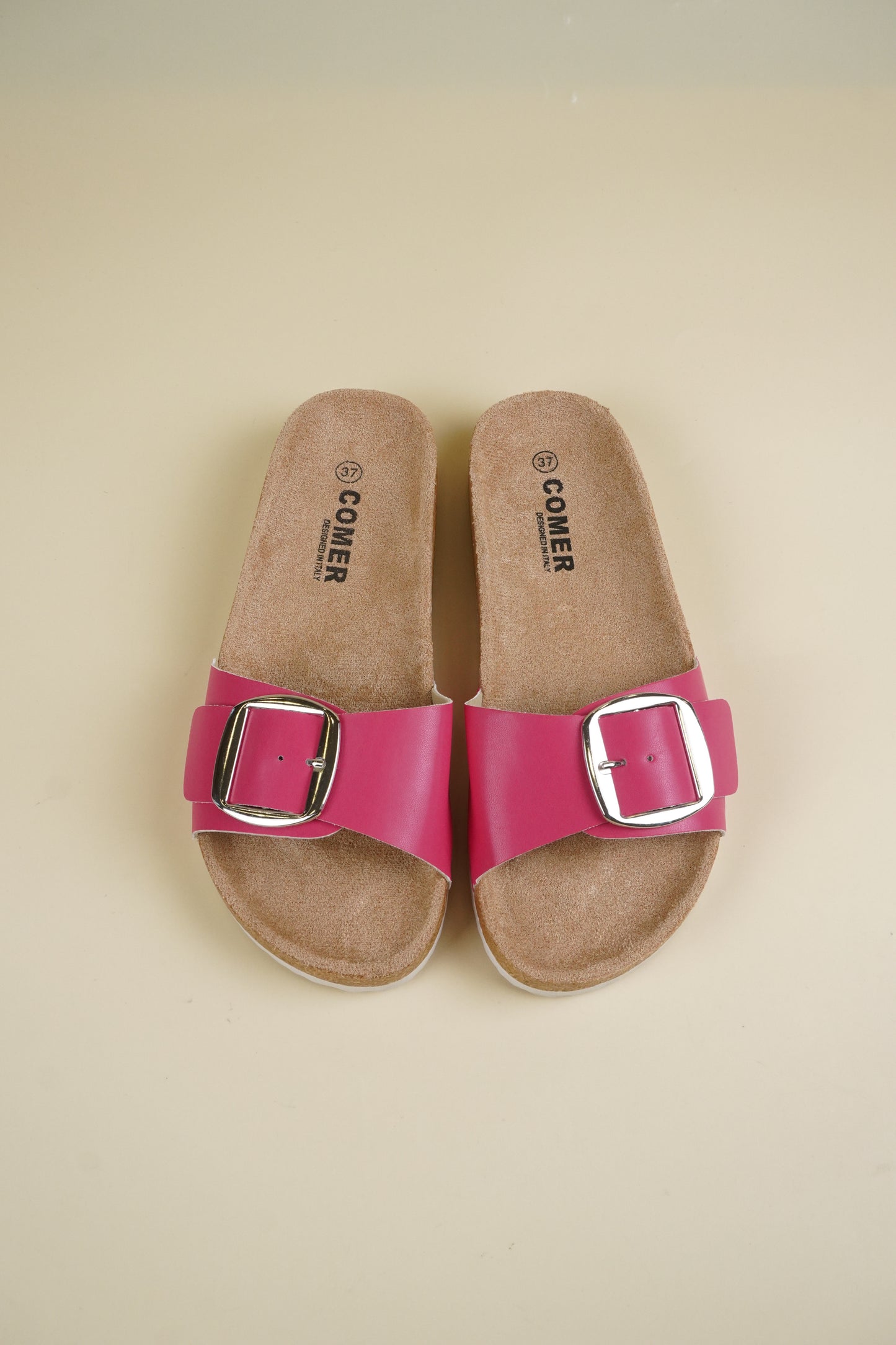 Single-Buckle Slippers - Fushia
