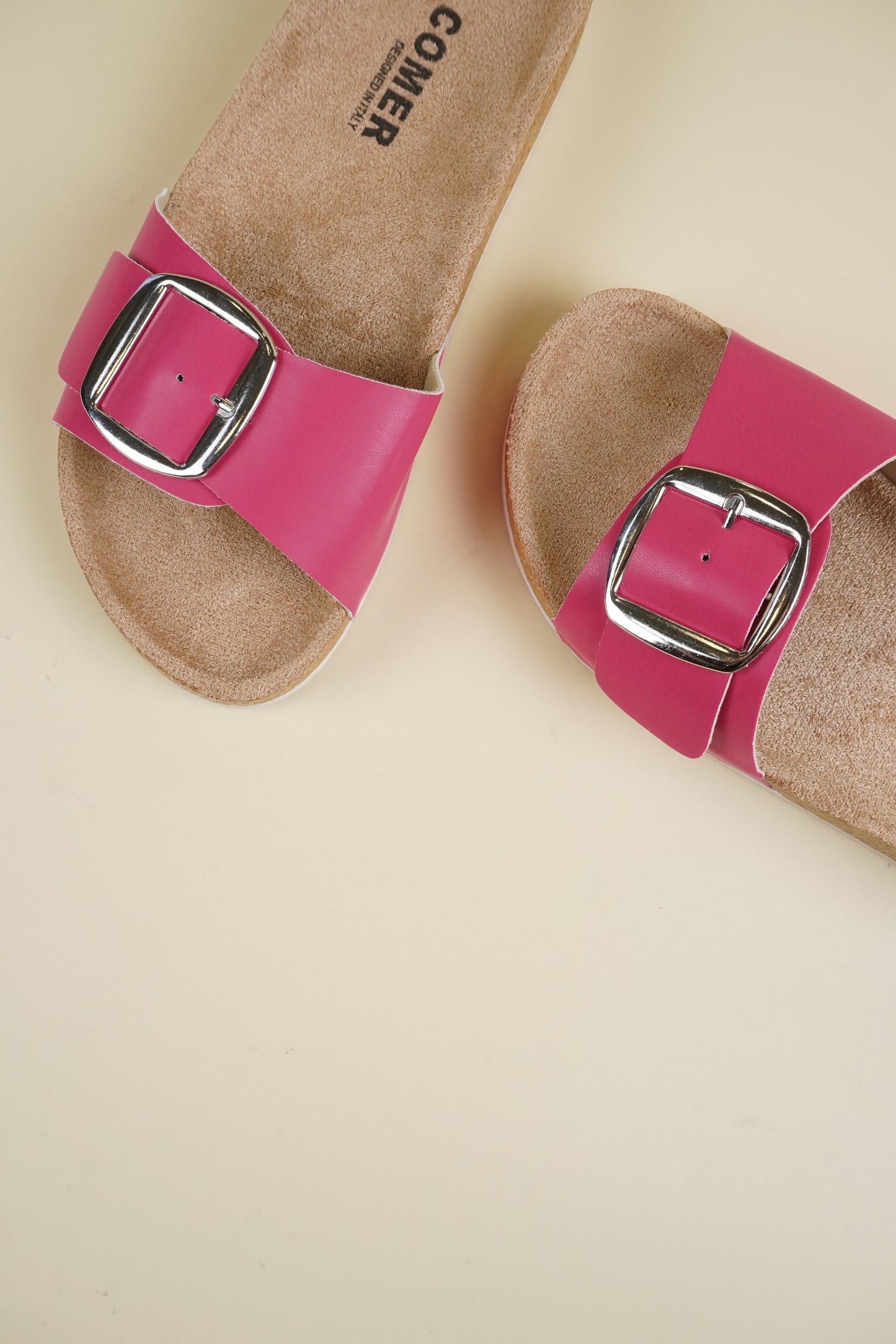 Single-Buckle Slippers - Fushia