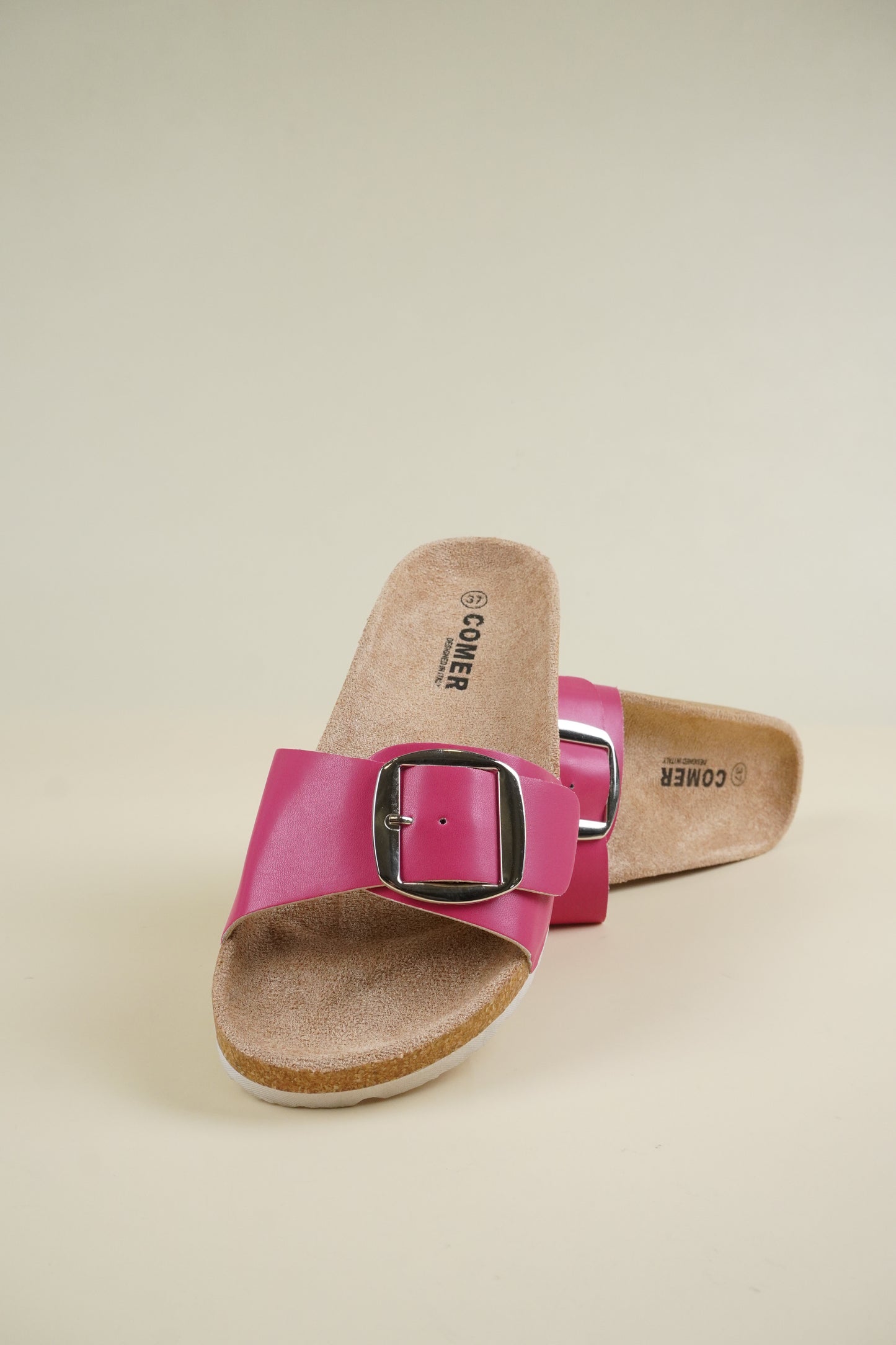 Single-Buckle Slippers - Fushia