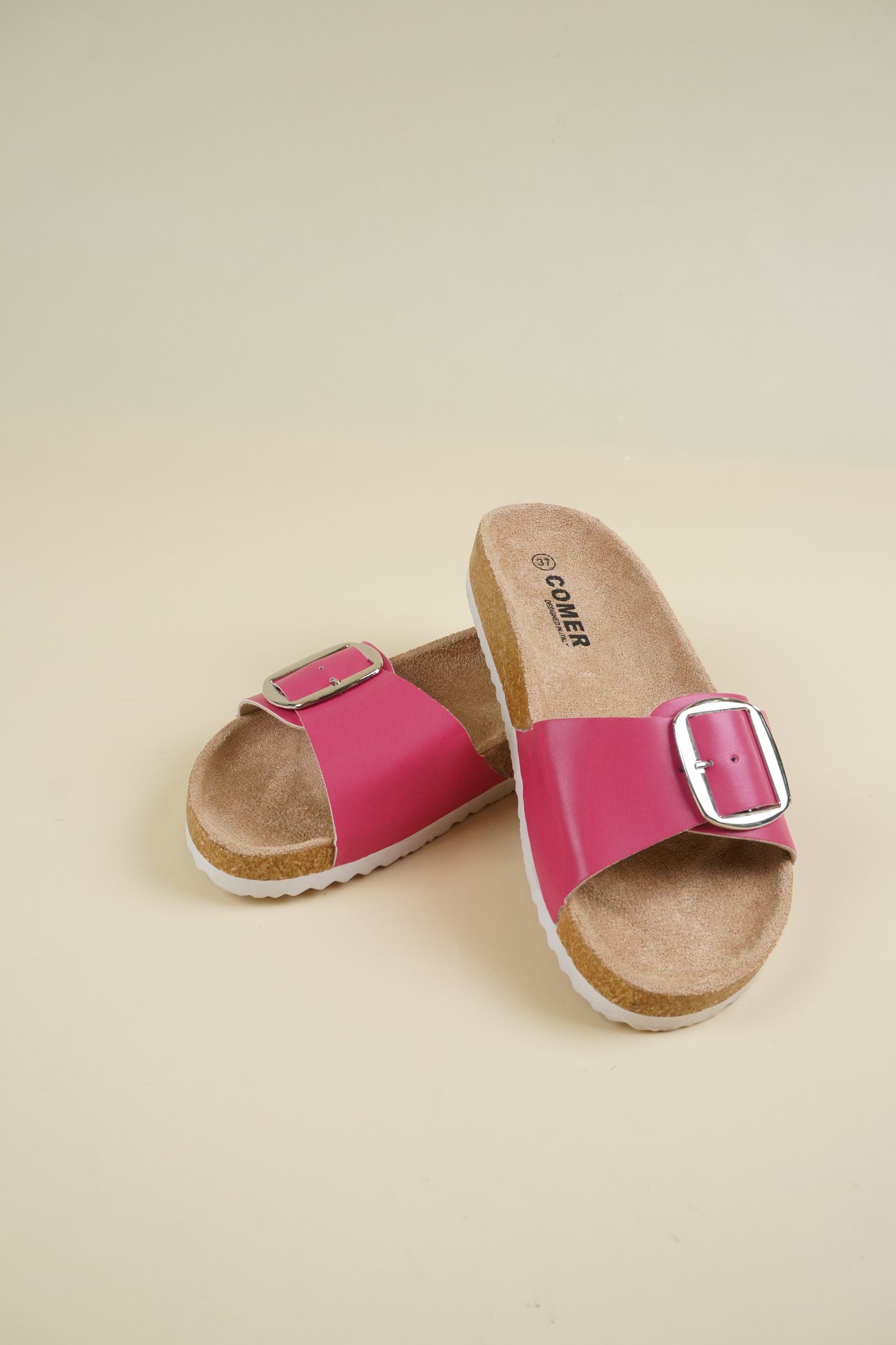 Single-Buckle Slippers - Fushia
