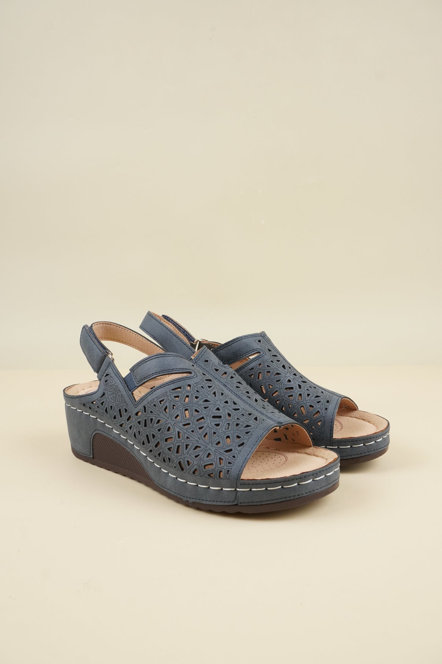 Open-Toe Wide-Fit Sandals - Blue