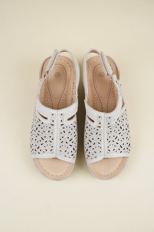 Open-Toe Wide-Fit Sandals - Beige