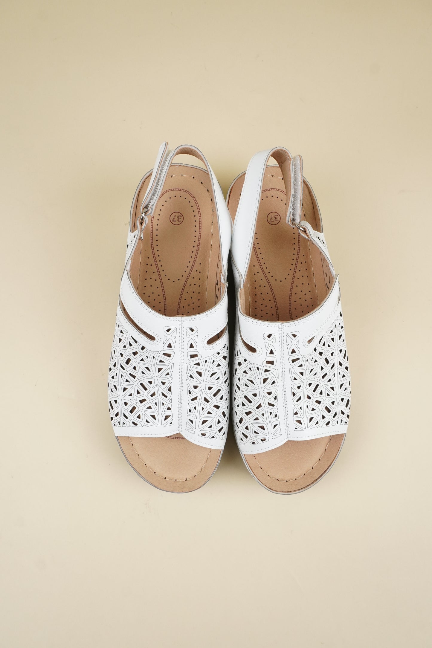 Open-Toe Wide-Fit Sandals - White