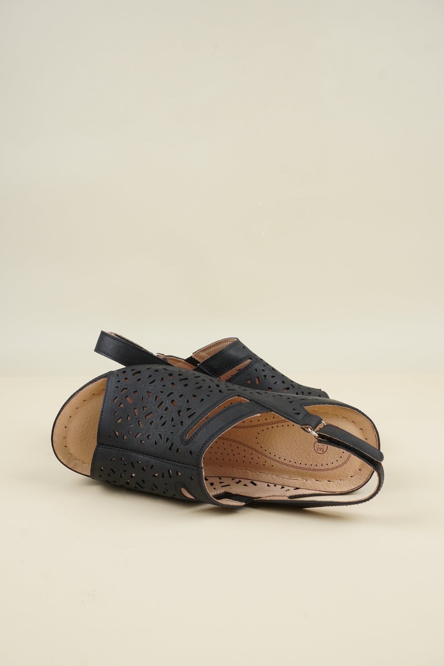 Open-Toe Wide-Fit Sandals - Black