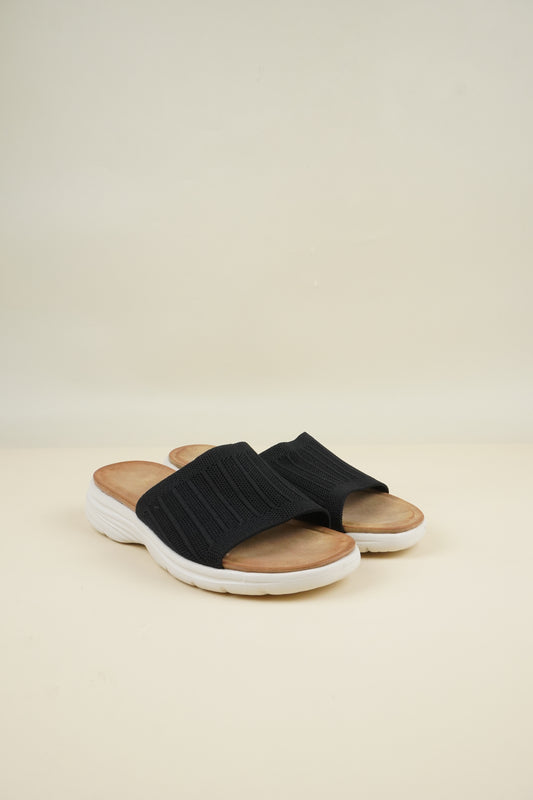 Fabric Light Weight Slippers - Black