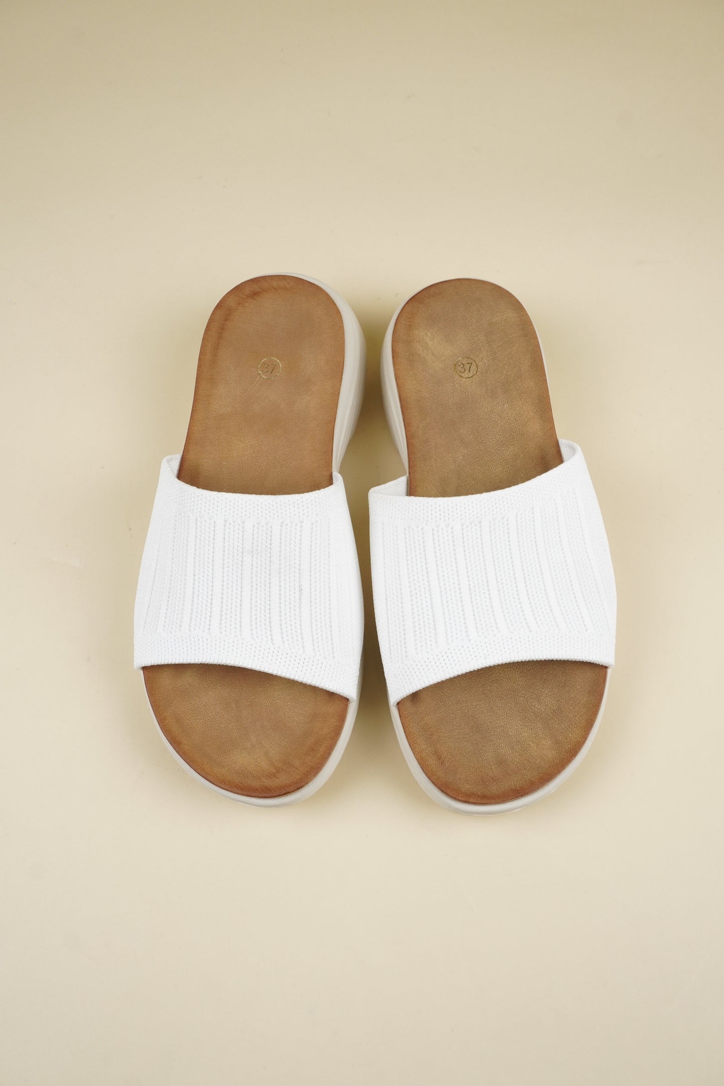 Fabric Light Weight Slippers - White
