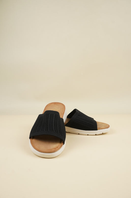Fabric Light Weight Slippers - Black