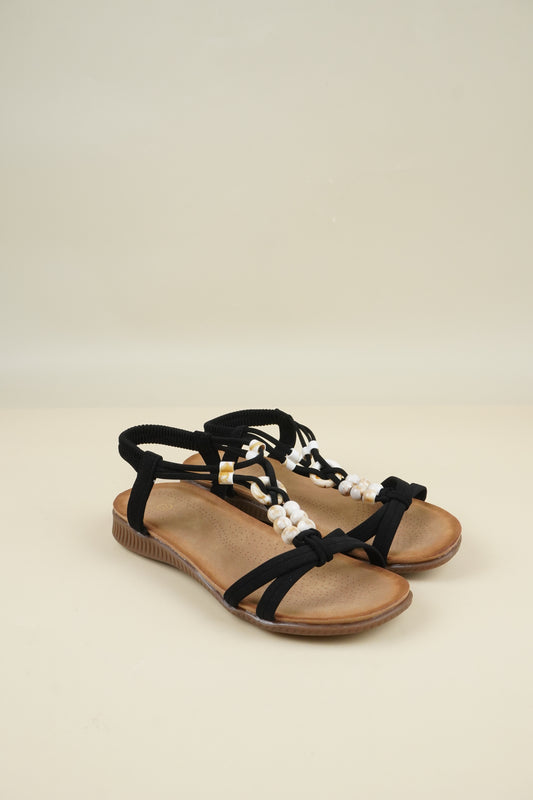 Beaded Summer Sandals - Black