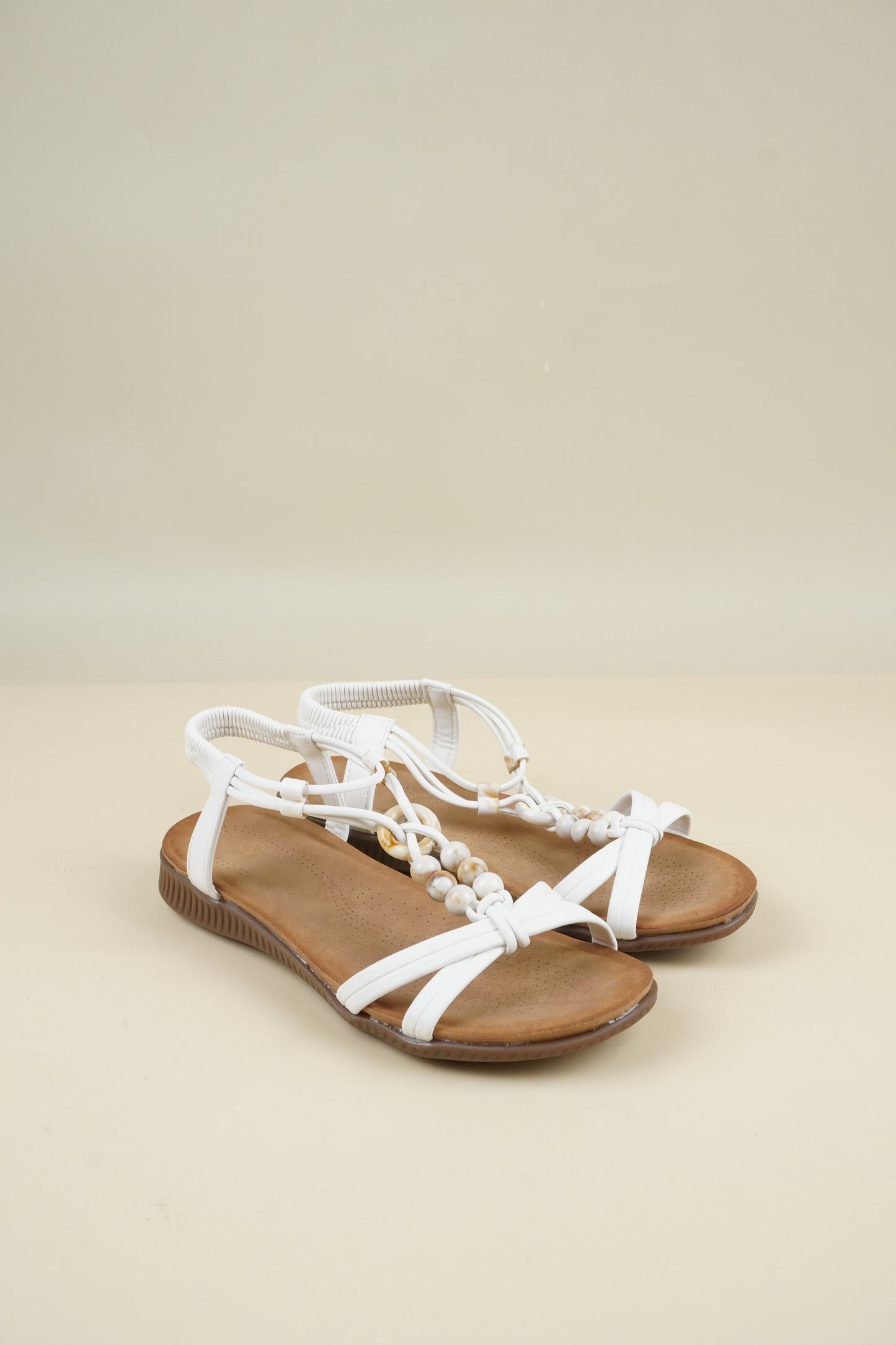 Beaded Summer Sandals - White