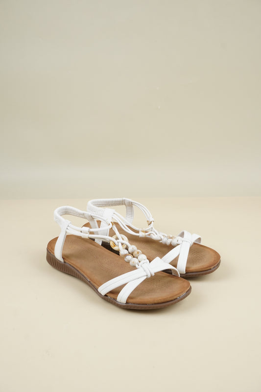Beaded Summer Sandals - White