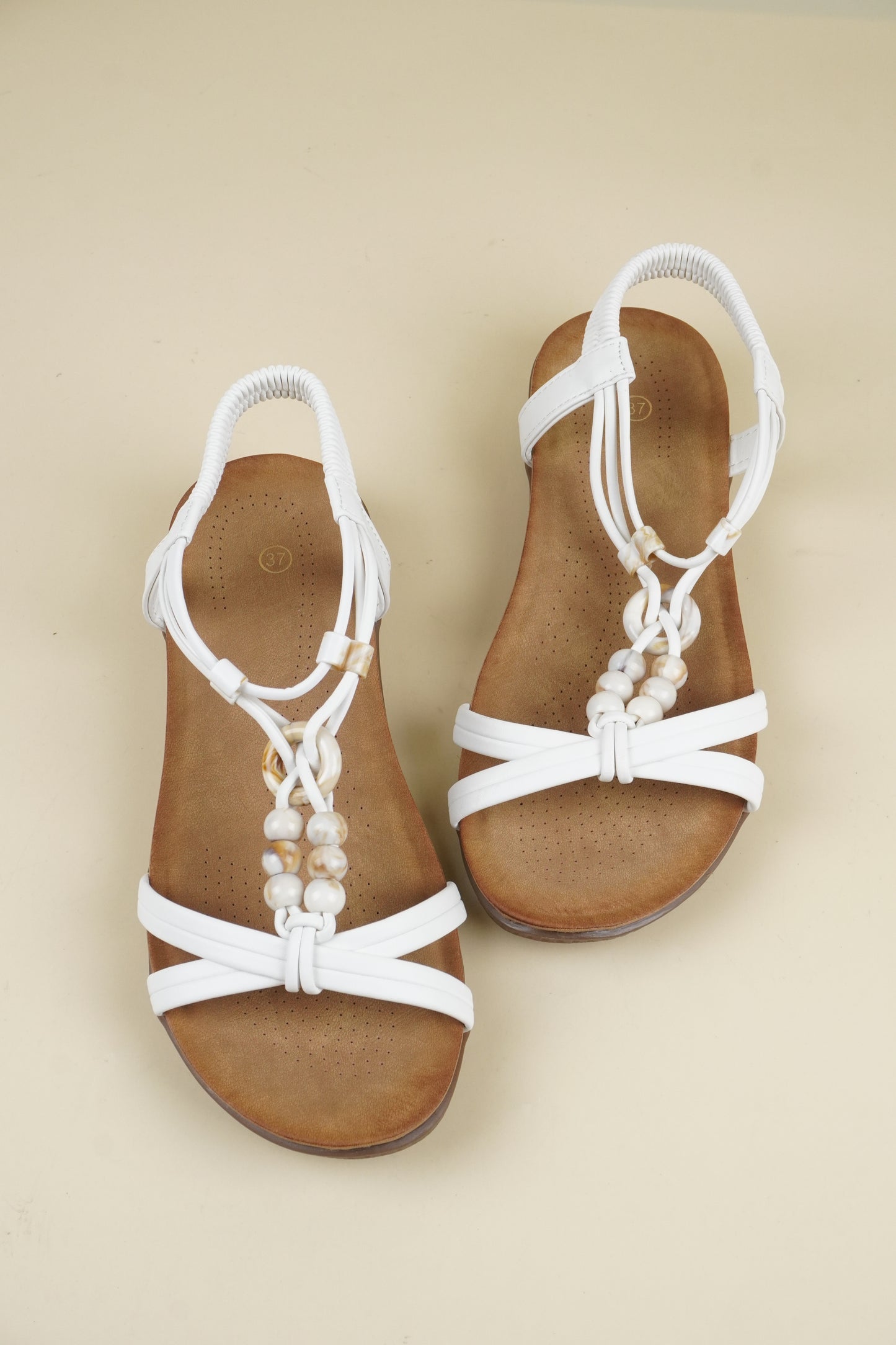 Beaded Summer Sandals - White
