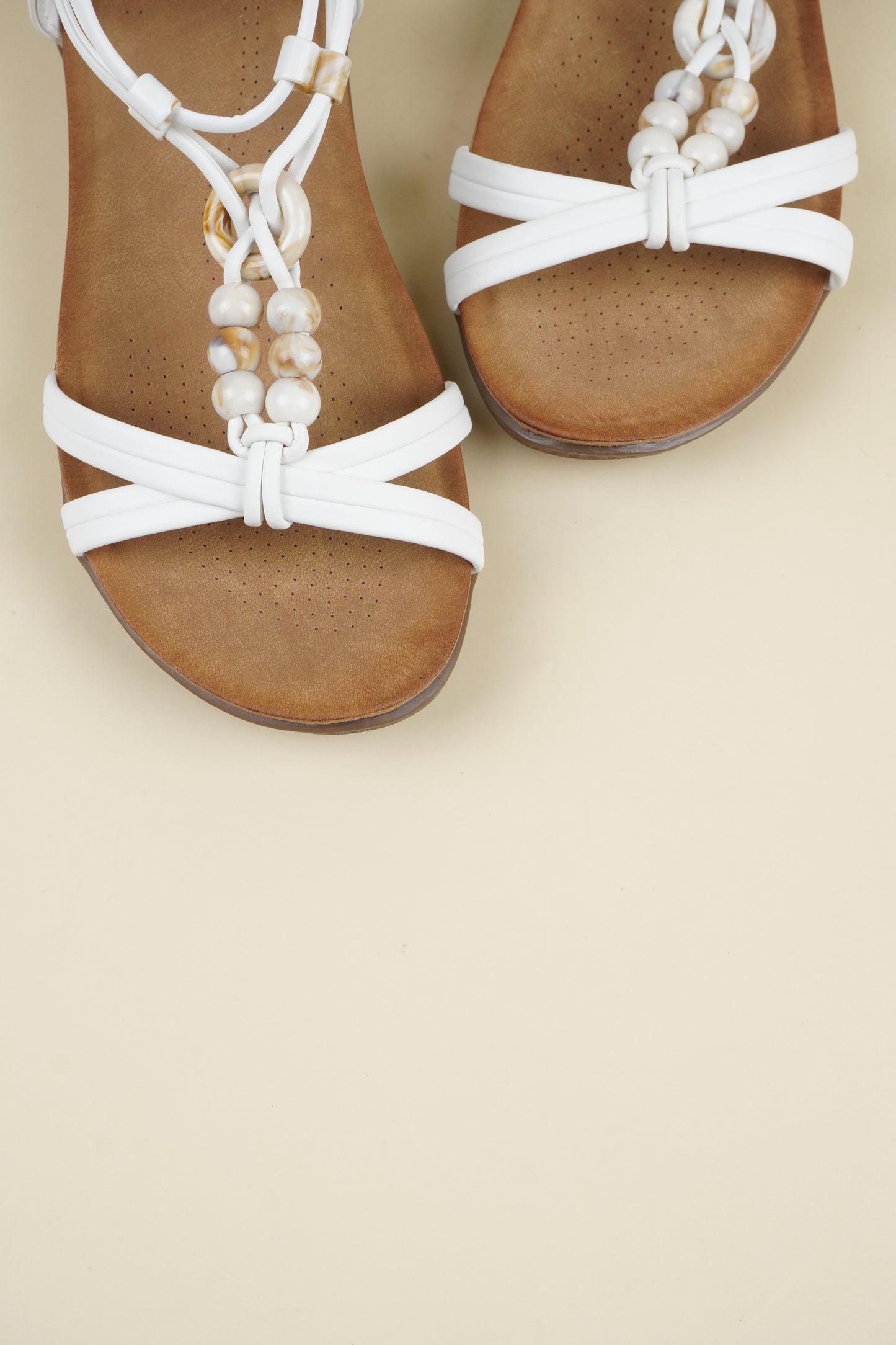 Beaded Summer Sandals - White