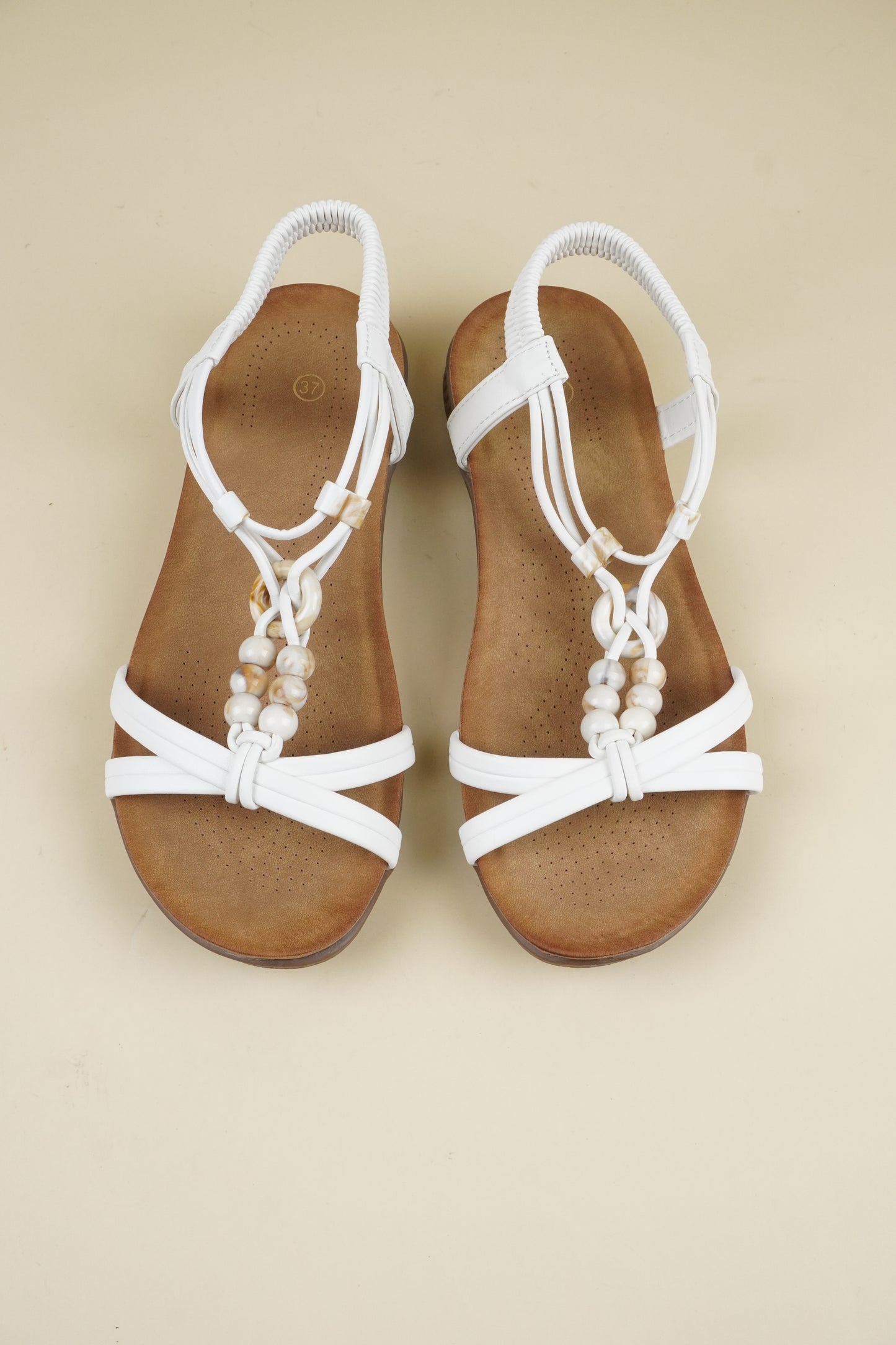 Beaded Summer Sandals - White