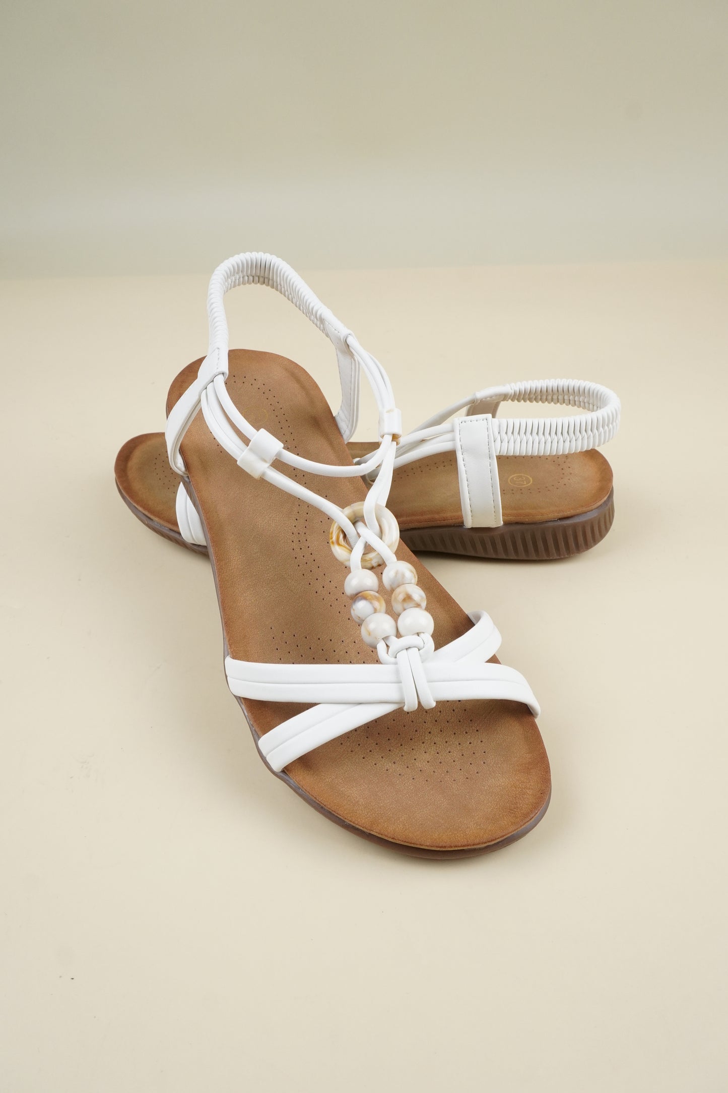Beaded Summer Sandals - White