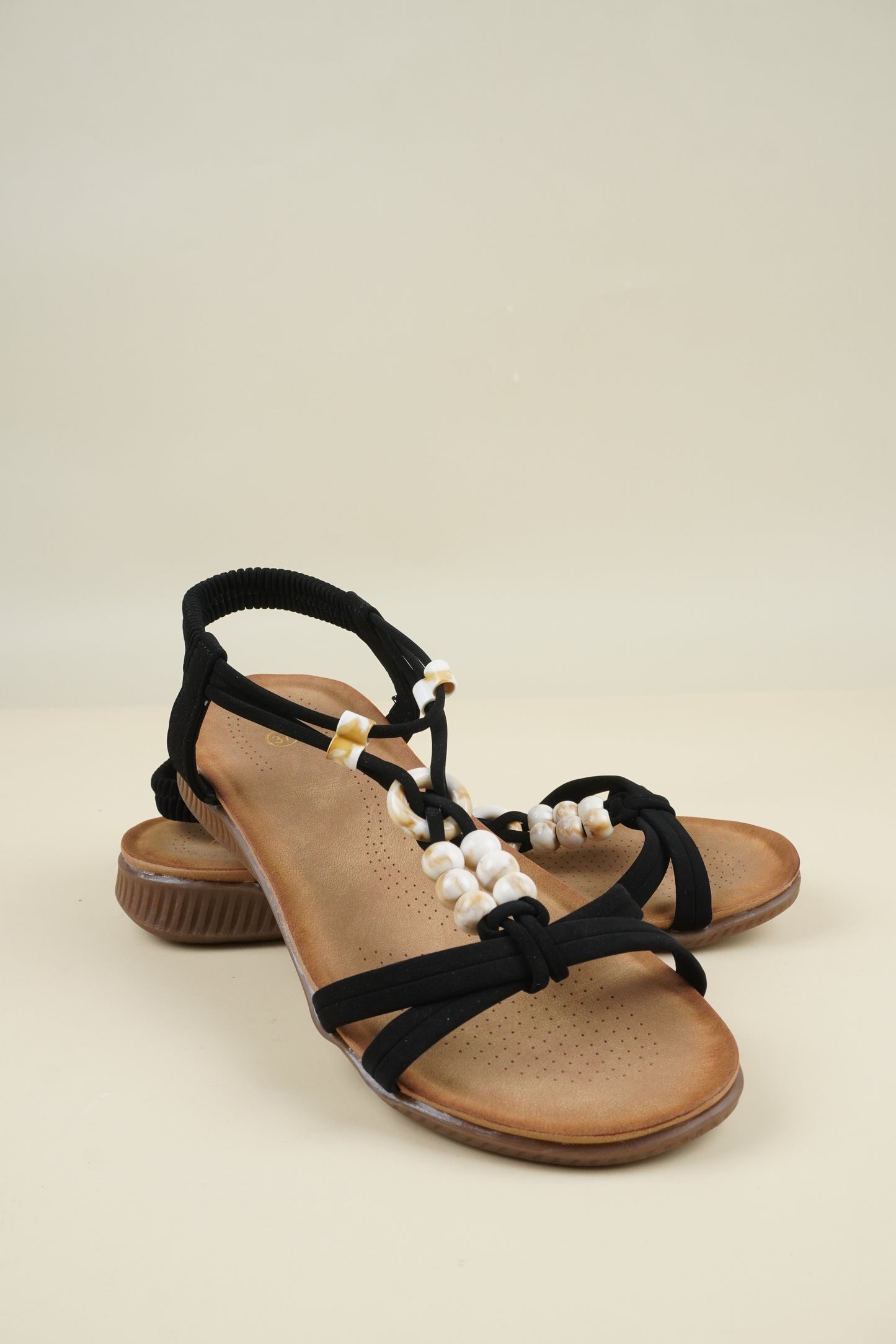 Beaded Summer Sandals - Black