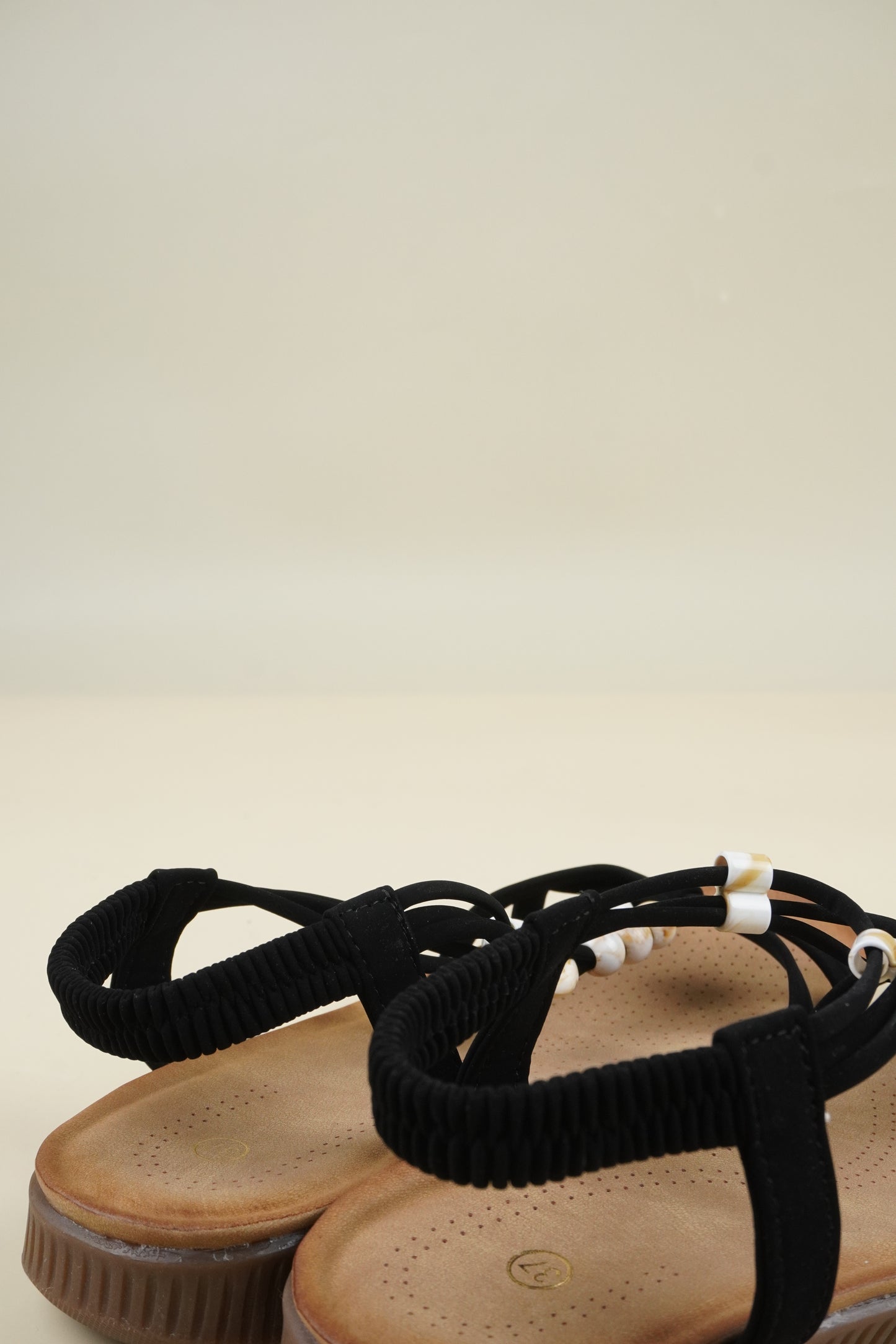 Beaded Summer Sandals - Black