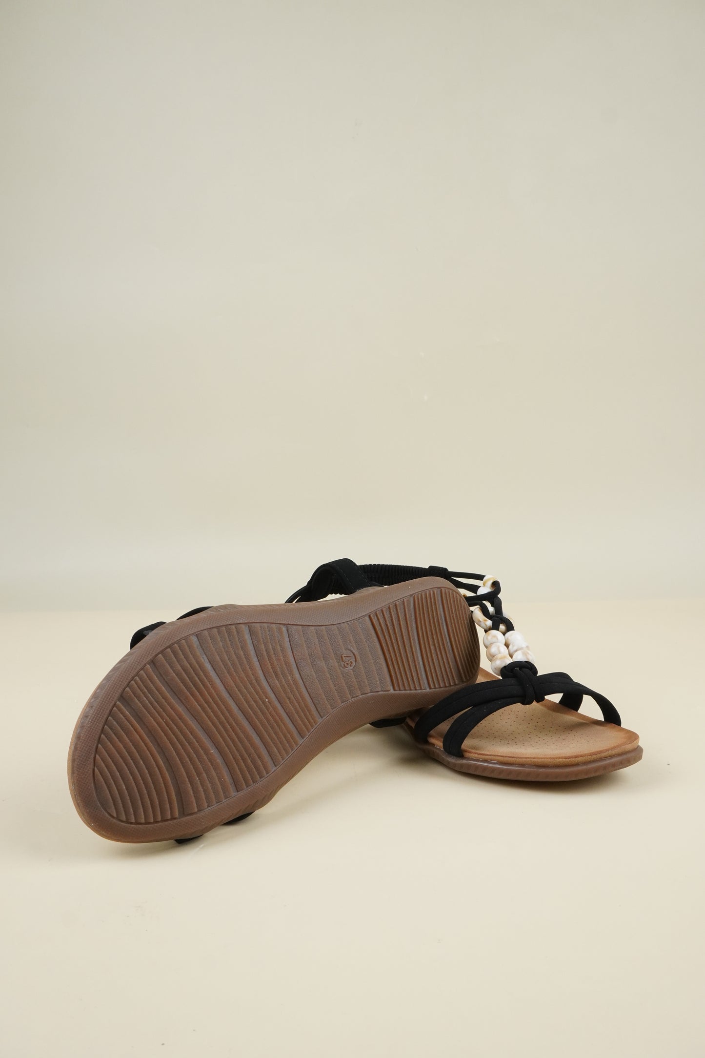 Beaded Summer Sandals - Black