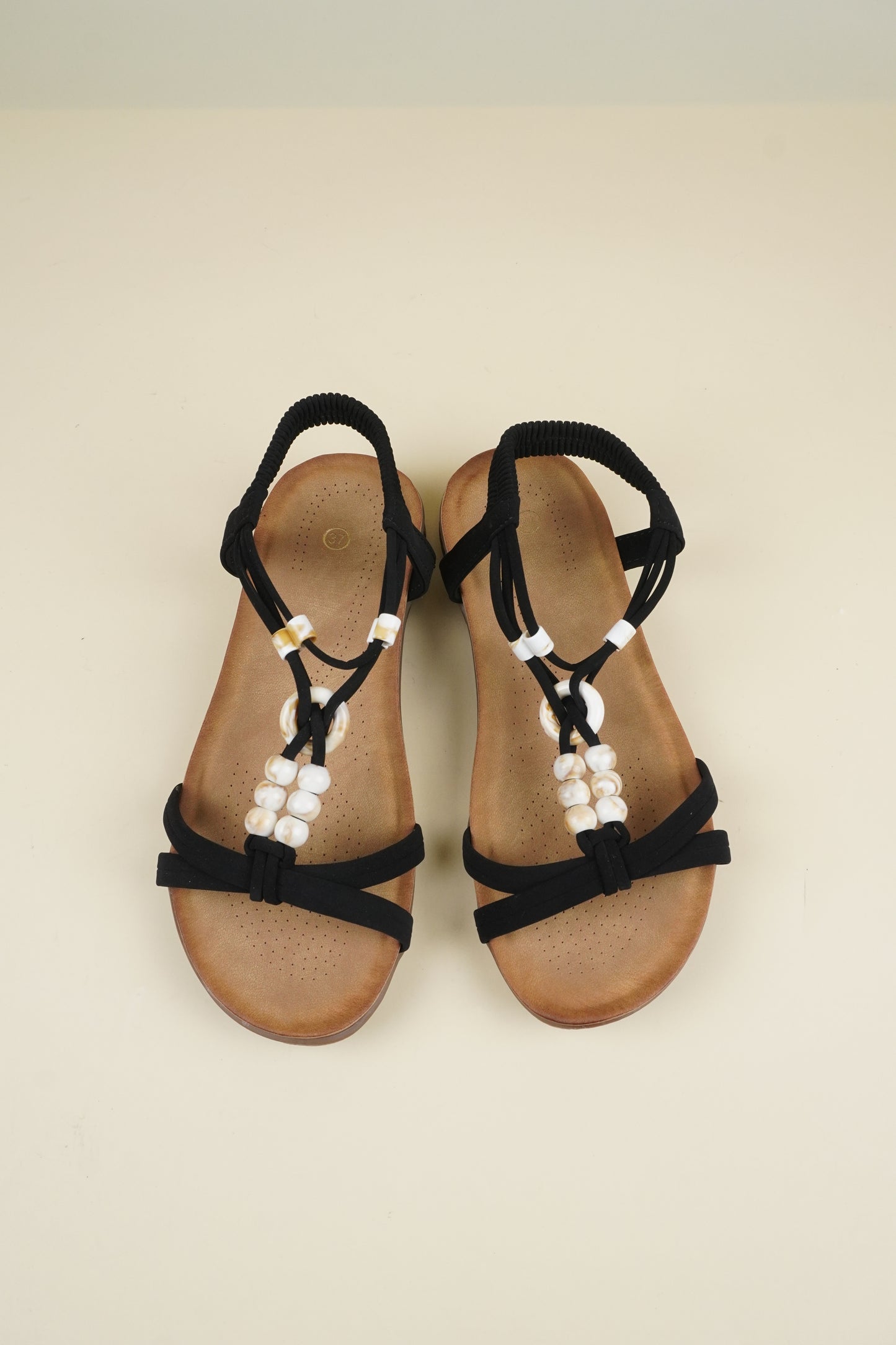Beaded Summer Sandals - Black