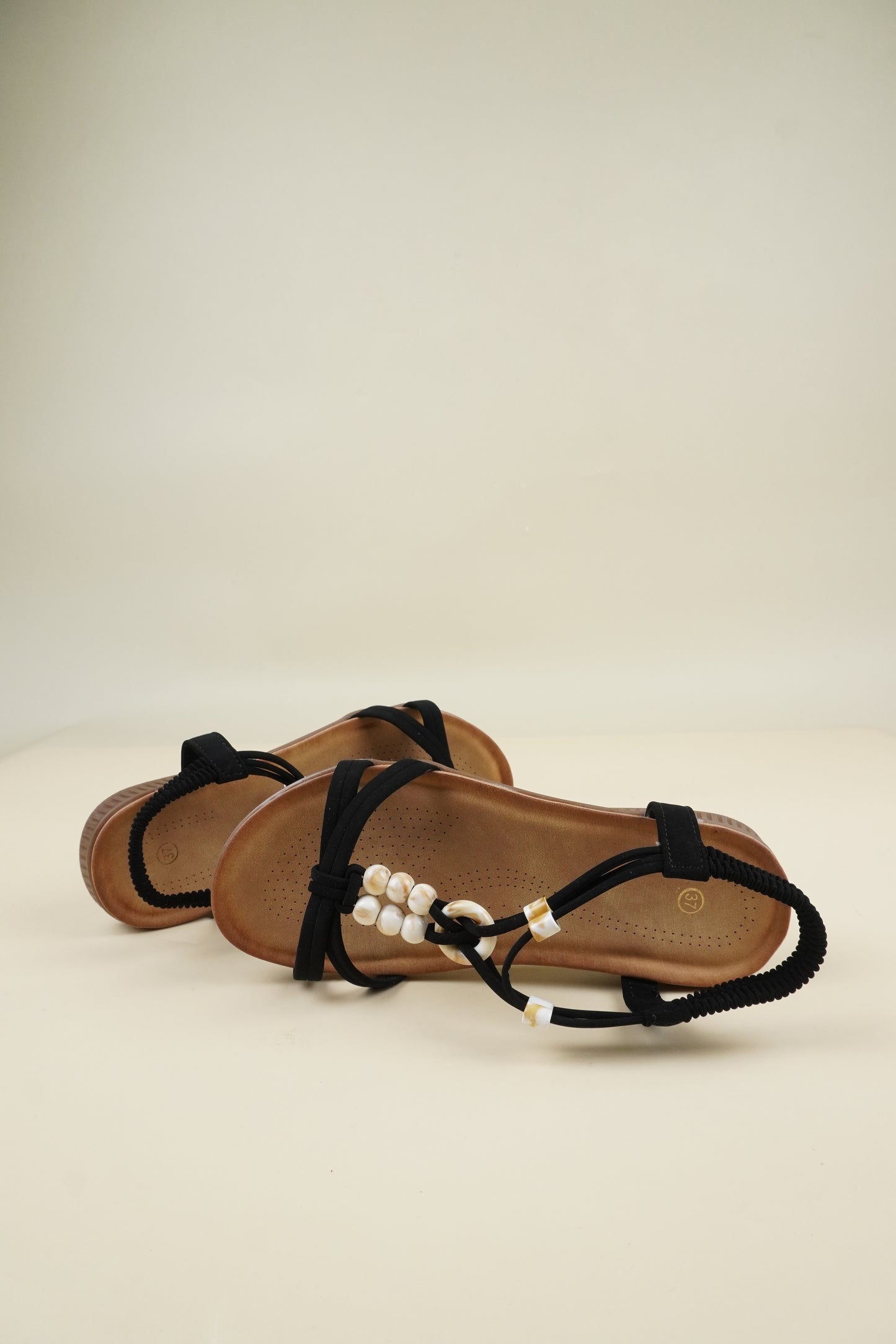 Beaded Summer Sandals - Black