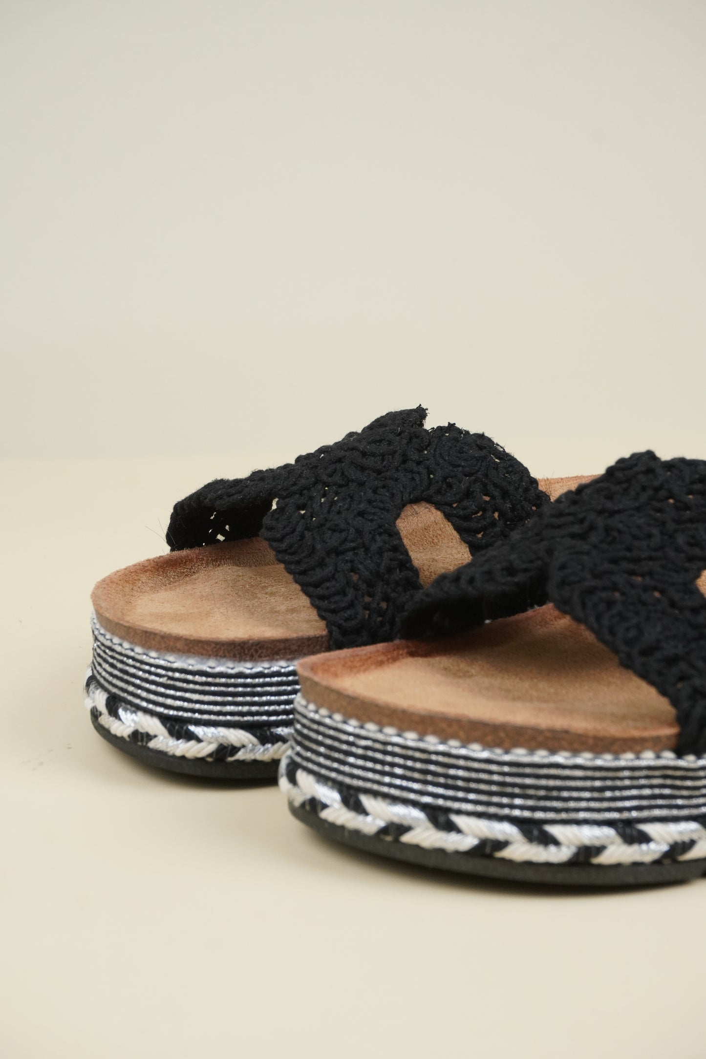Platform Crochet Slippers - Black