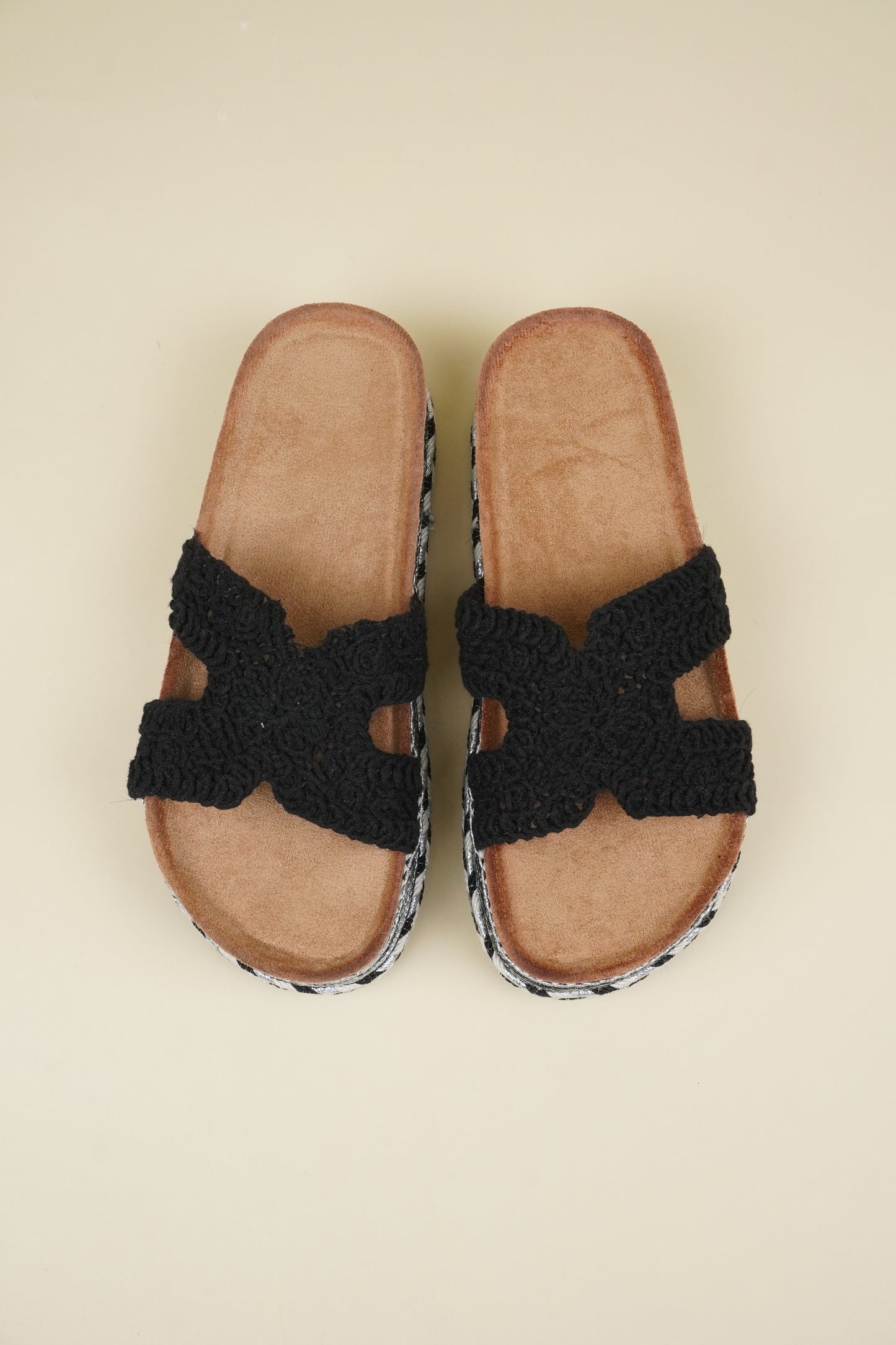 Platform Crochet Slippers - Black