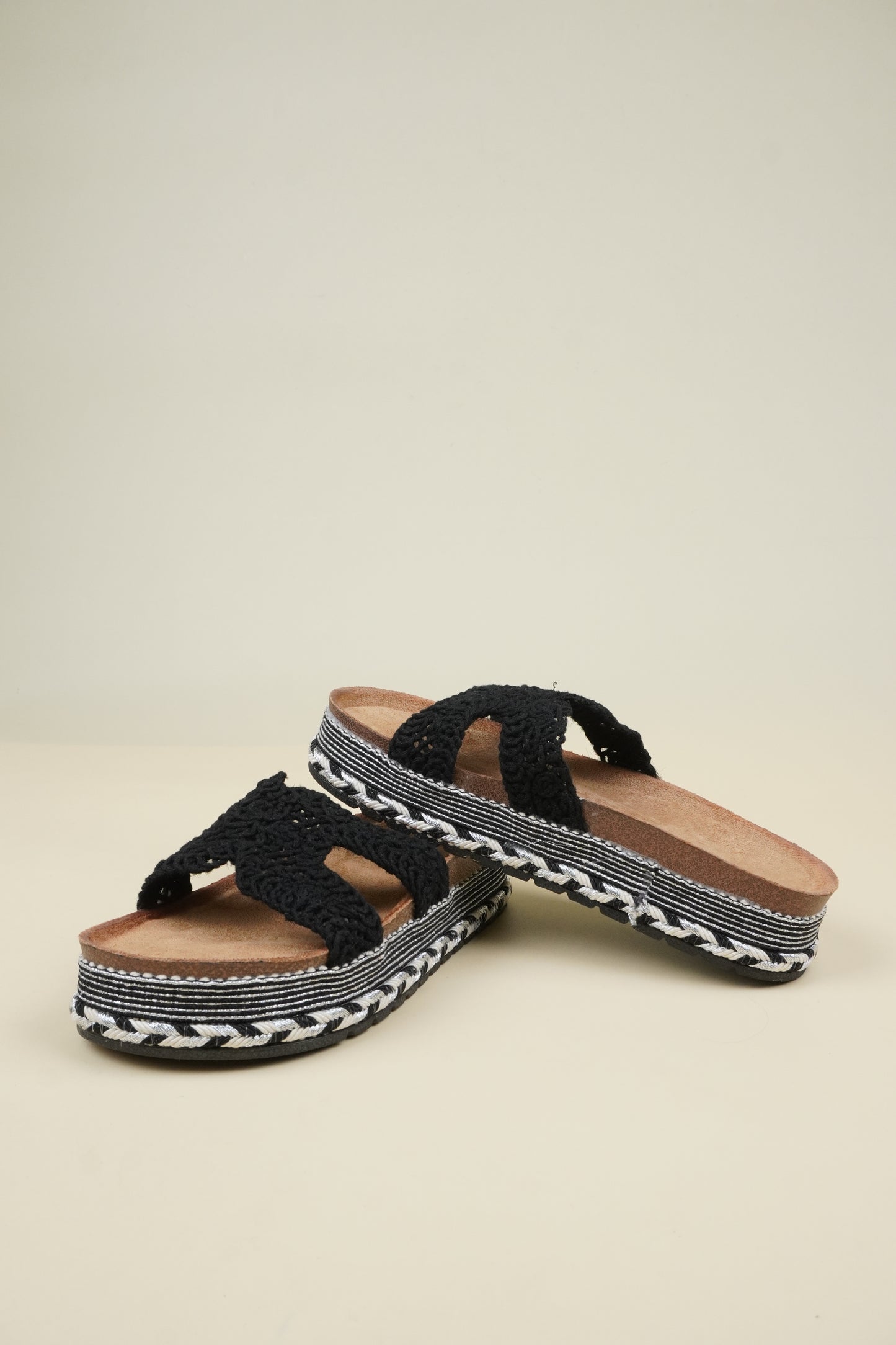 Platform Crochet Slippers - Black