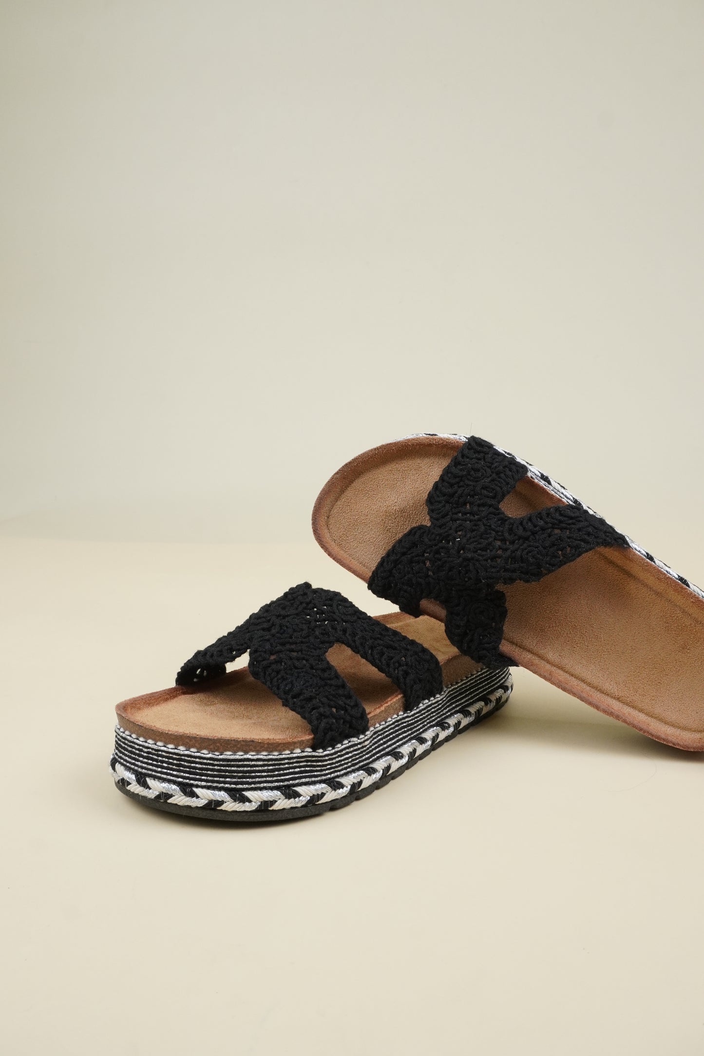 Platform Crochet Slippers - Black