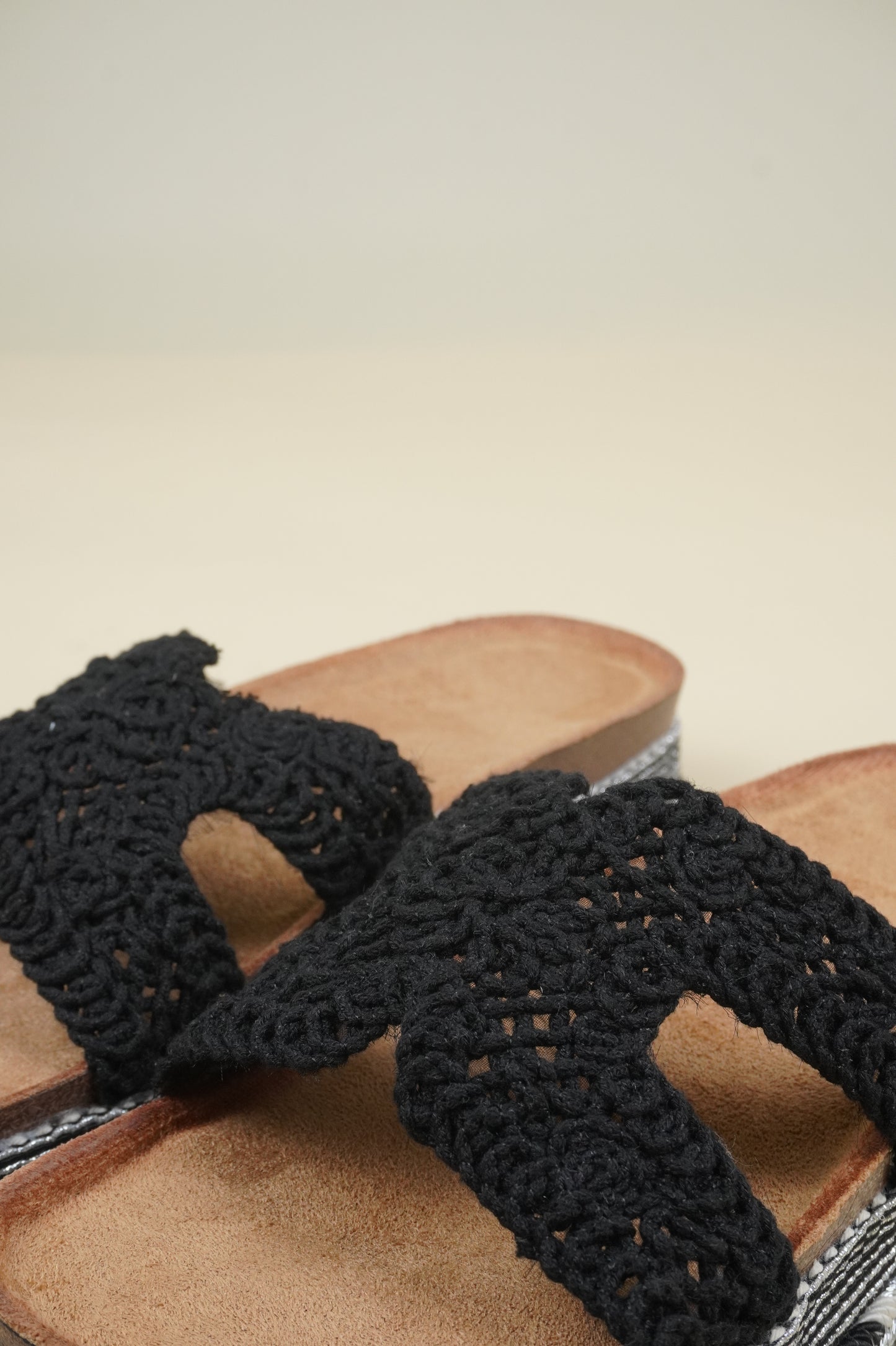 Platform Crochet Slippers - Black