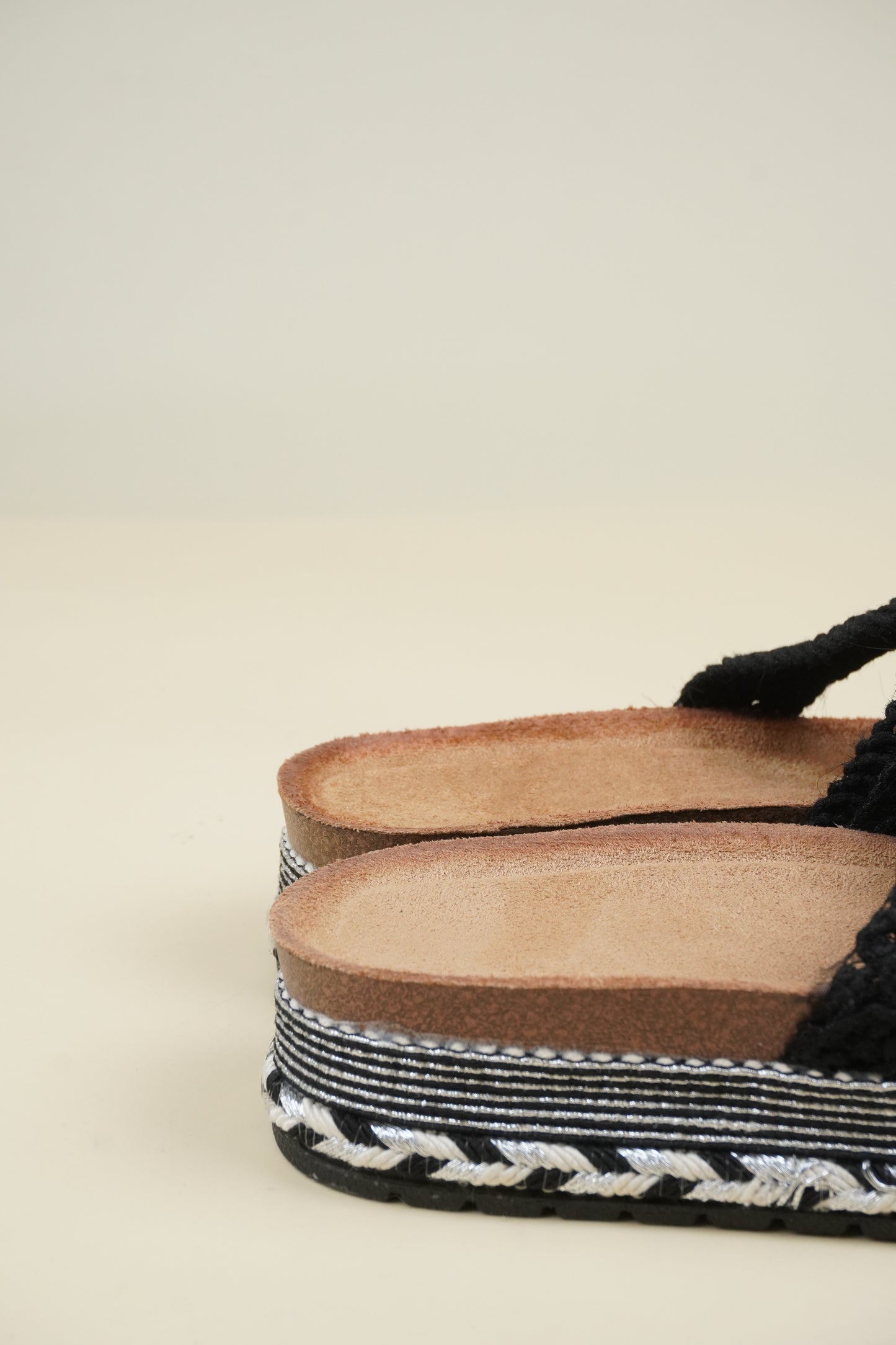 Platform Crochet Slippers - Black