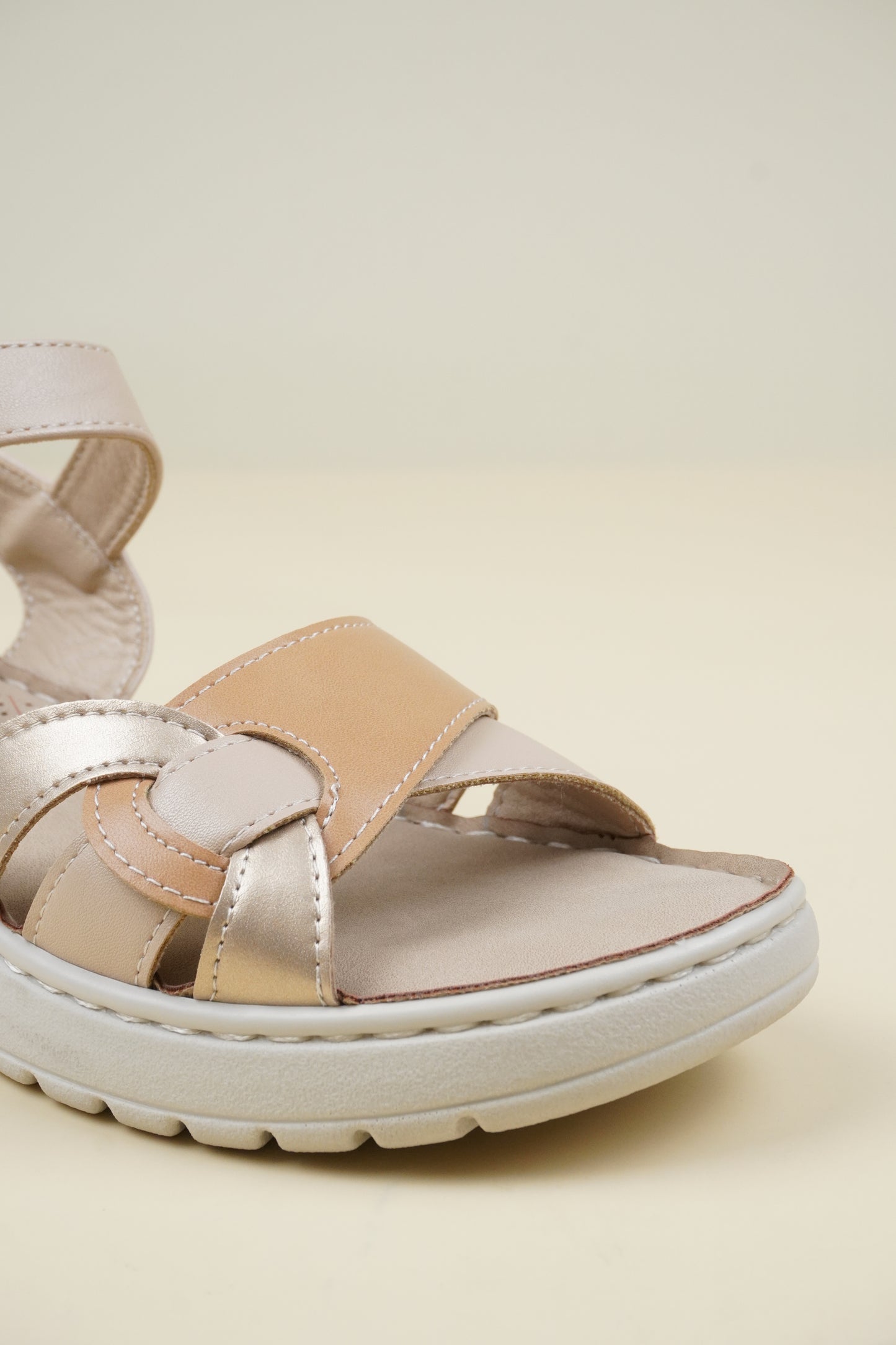 Ladies' Low Wedge Heeled Sandals - Beige