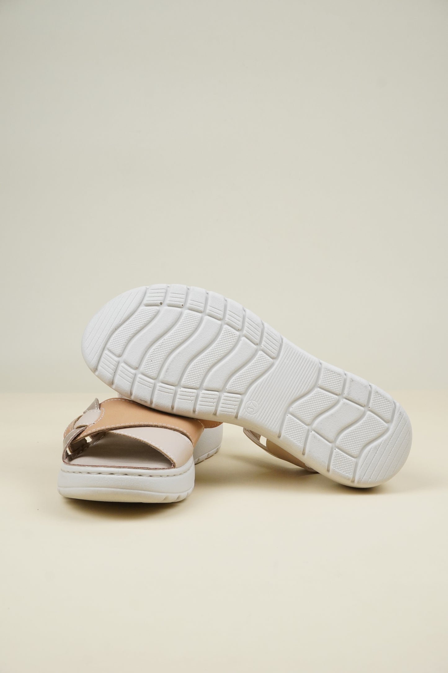 Ladies' Low Wedge Heeled Sandals - Beige